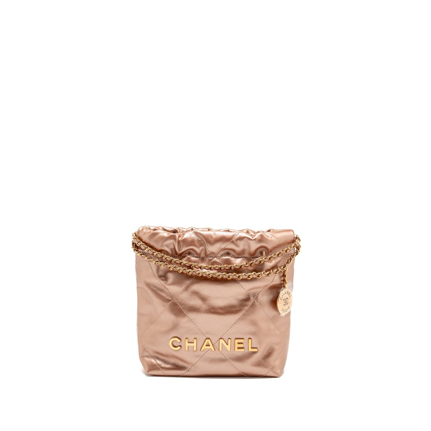 Chanel 22 Shiny Calfskin Light LGHW Microchip Pink Mini Bag