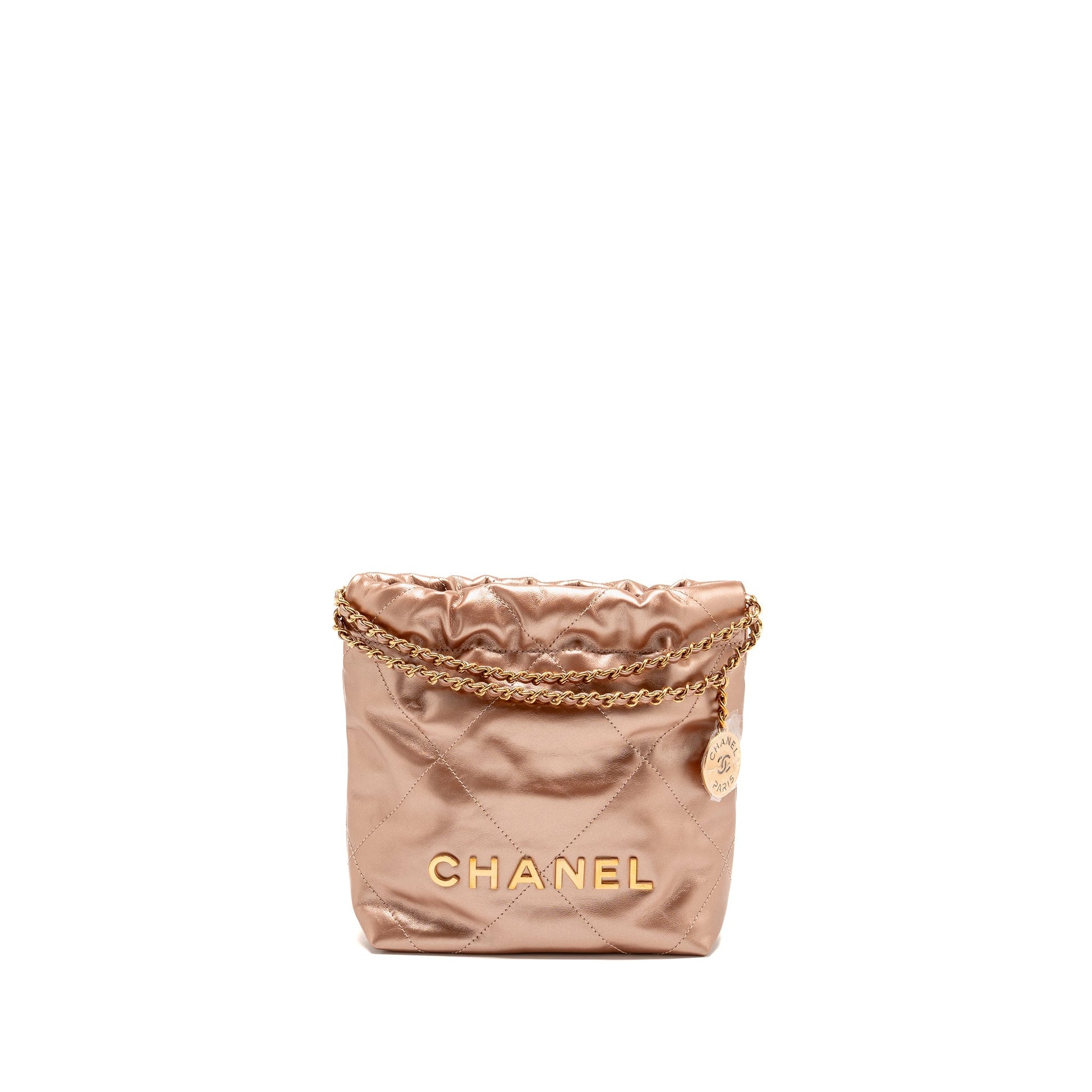 Chanel 22 Shiny Calfskin Light LGHW Microchip Pink Mini Bag