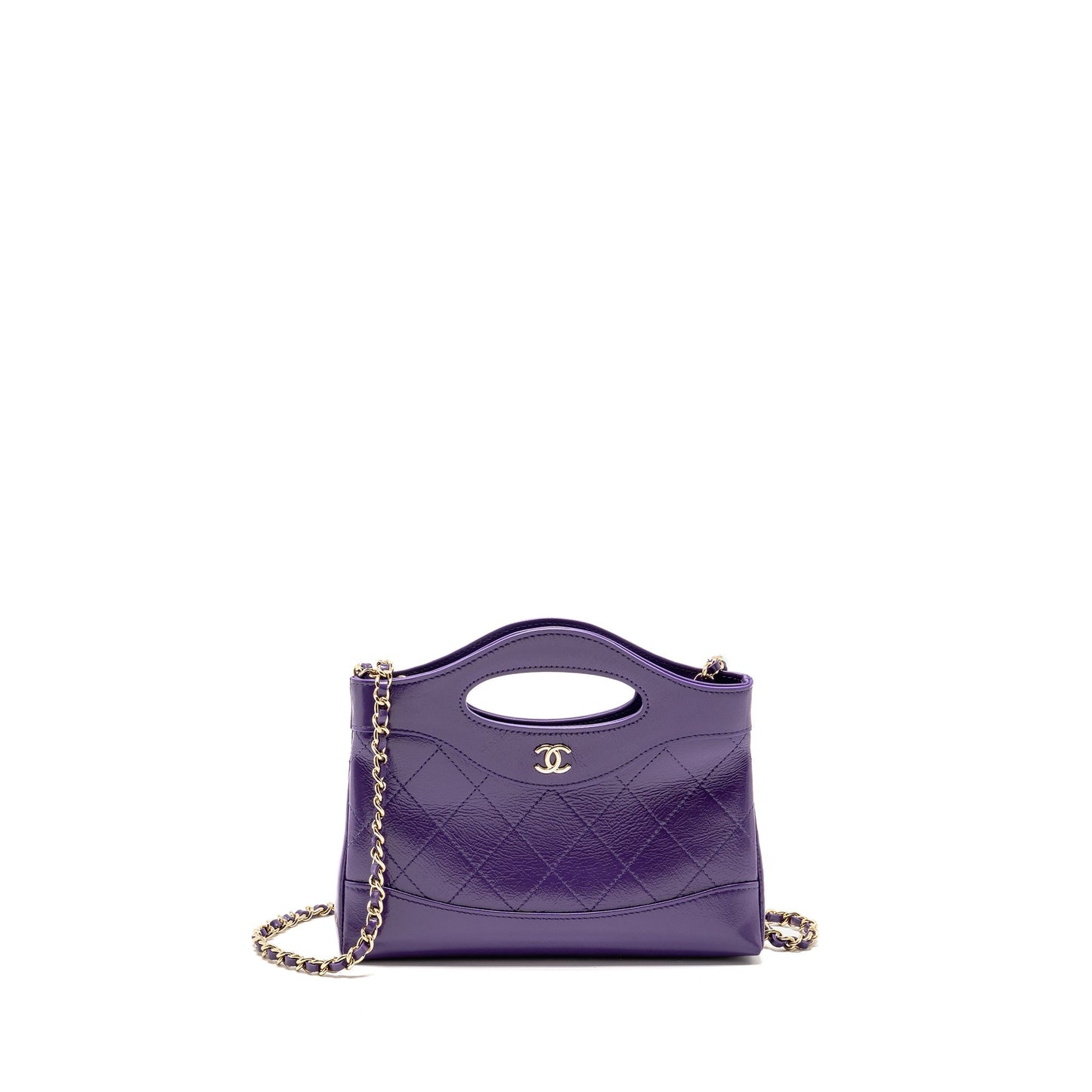 Chanel 31 Shiny Calfskin Purple LGHW Microchip Clutch Bag