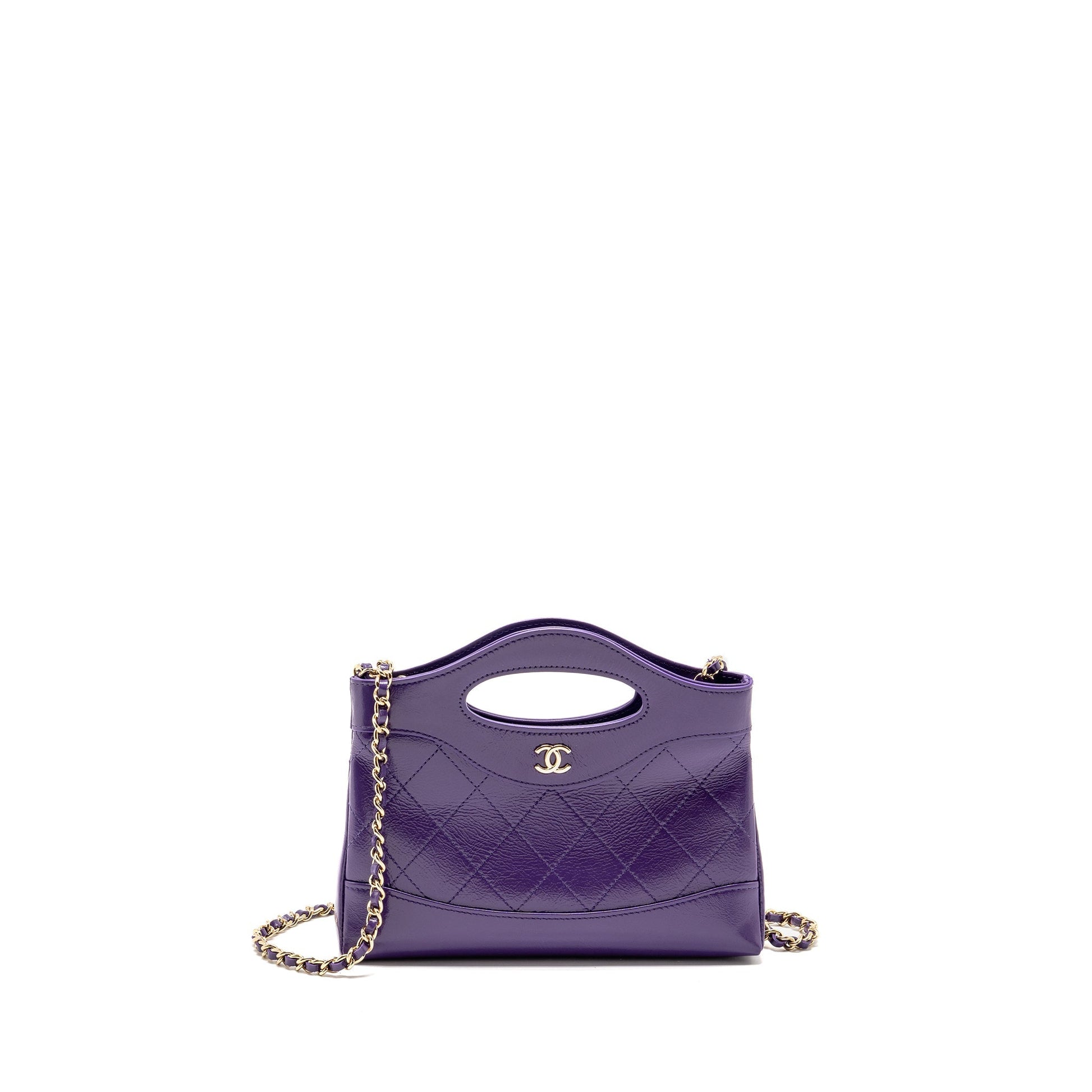 Chanel 31 Shiny Calfskin Purple LGHW Microchip Clutch Bag