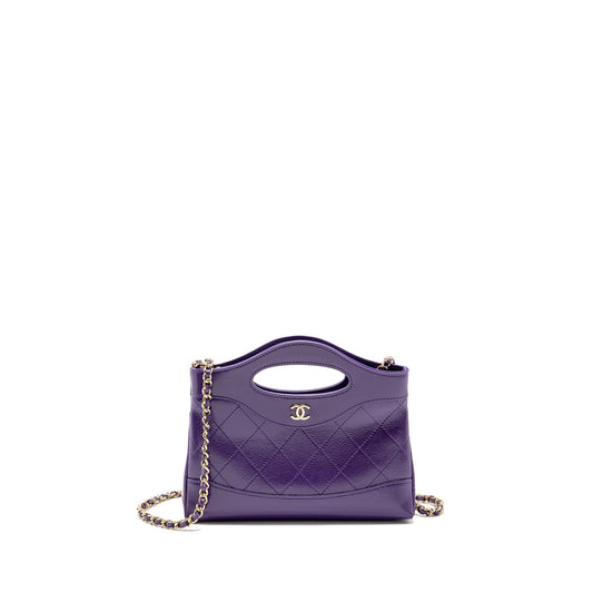 Chanel 31 Shiny Calfskin Purple LGHW Microchip Clutch Bag