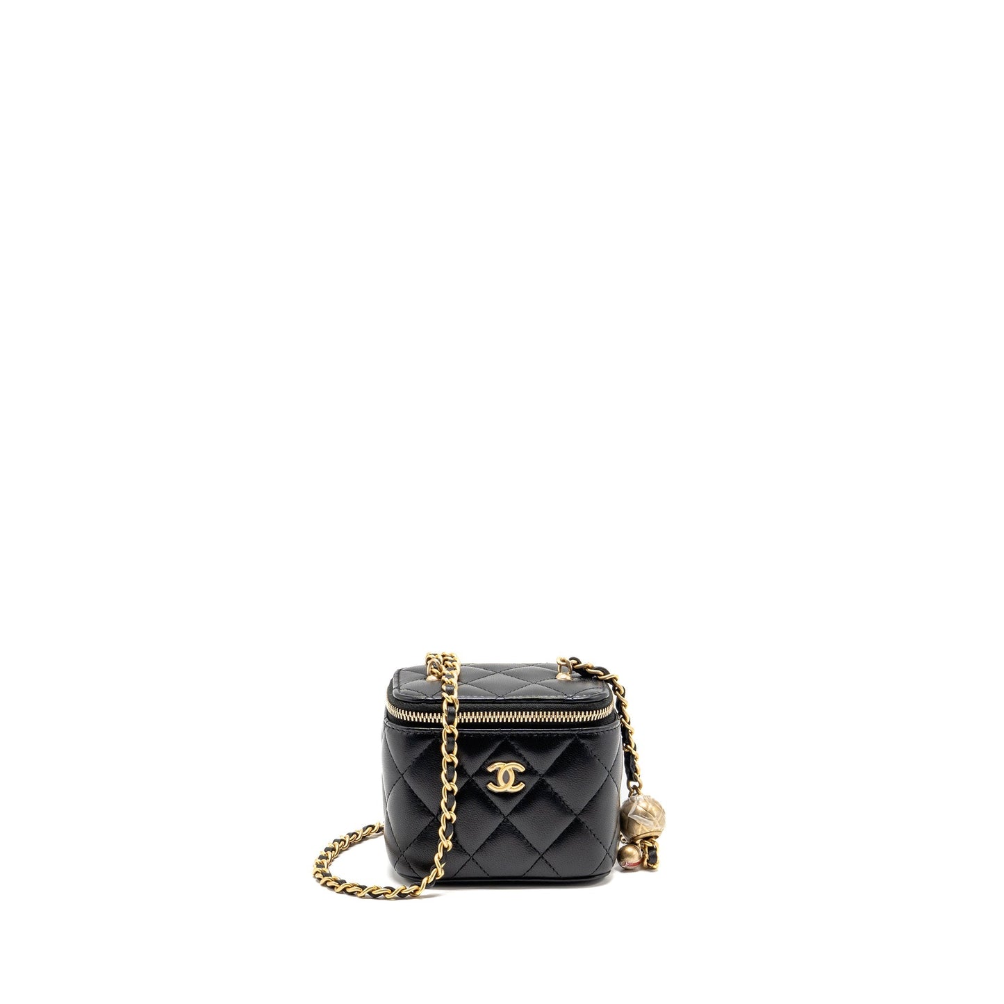 Chanel Pearl Crush Vanity Lambskin GHW Microchip Black Mini Bag Microchip 2
