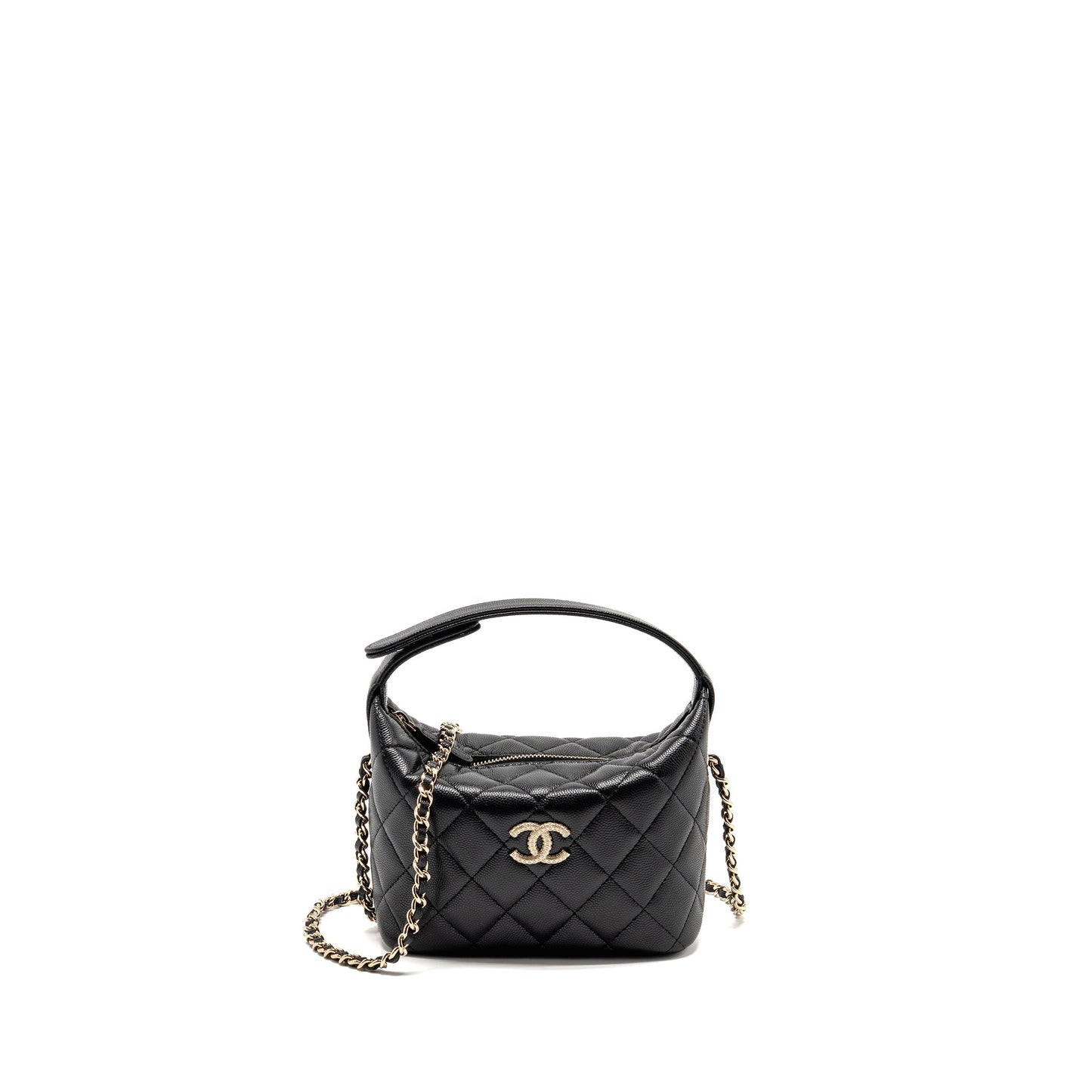 Chanel 25c detail cc logo quilted hobo Black Shoulder Bag