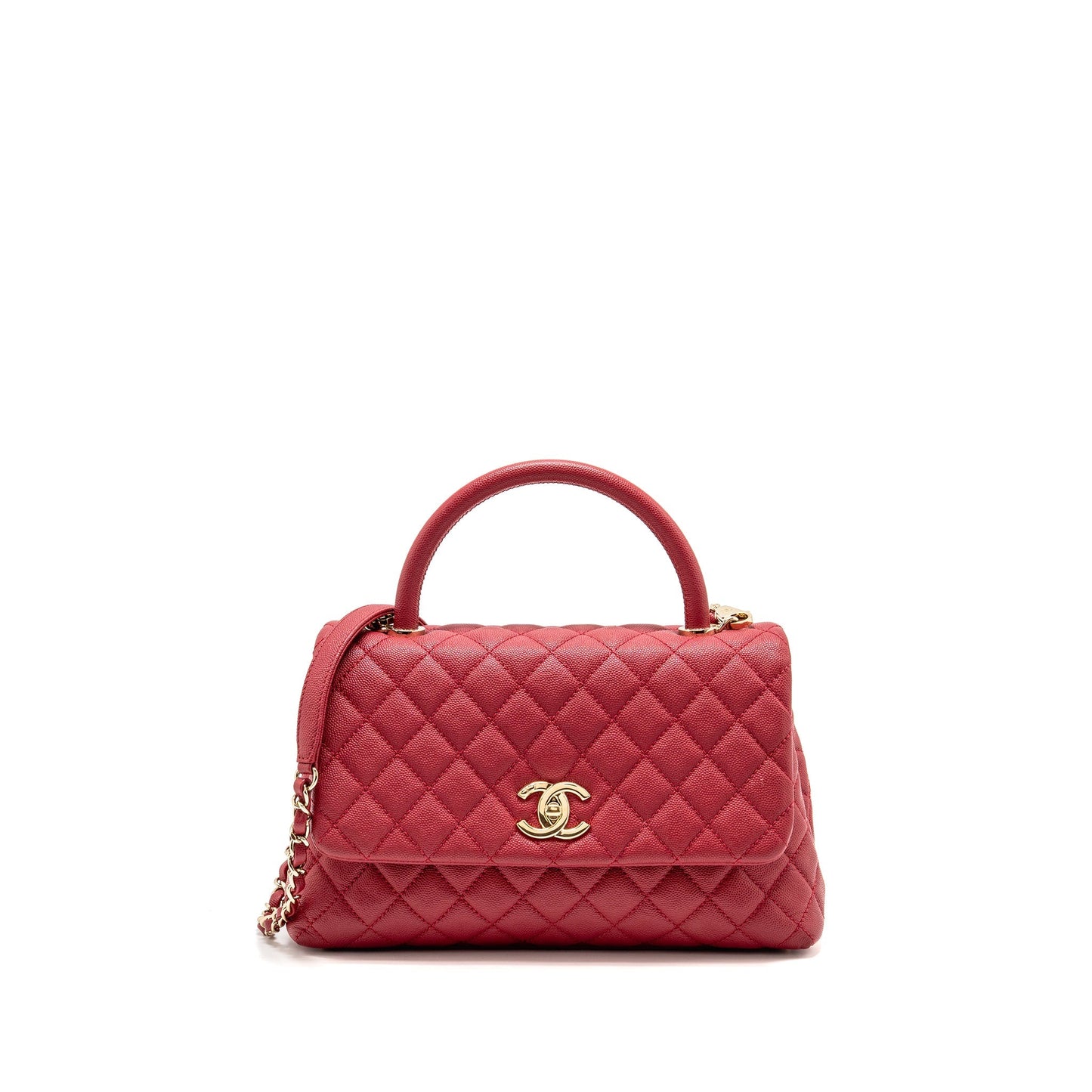 Chanel Coco Handle Caviar GHW Red Handbag