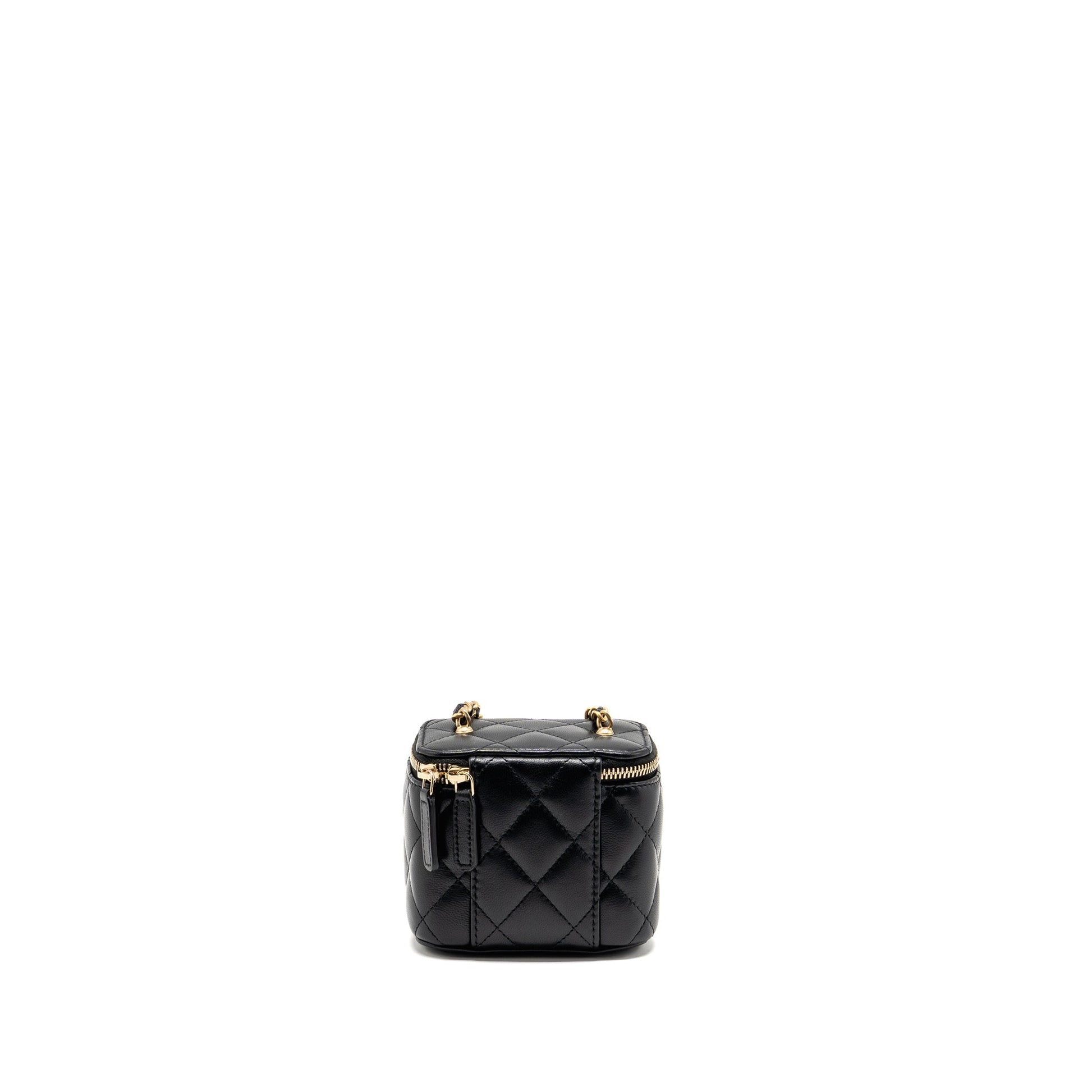 Chanel Pearl Crush Vanity Lambskin GHW Microchip Black Mini Bag Microchip 2