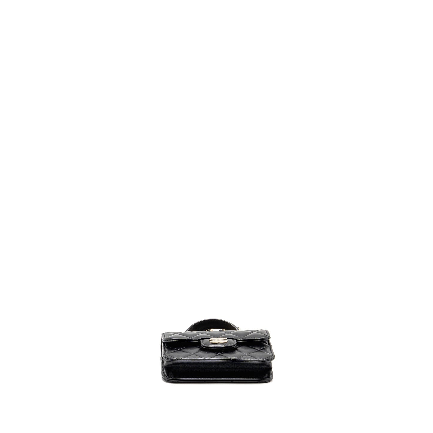Chanel Top Handle Flap Lambskin LGHW Black Shoulder Bag 4