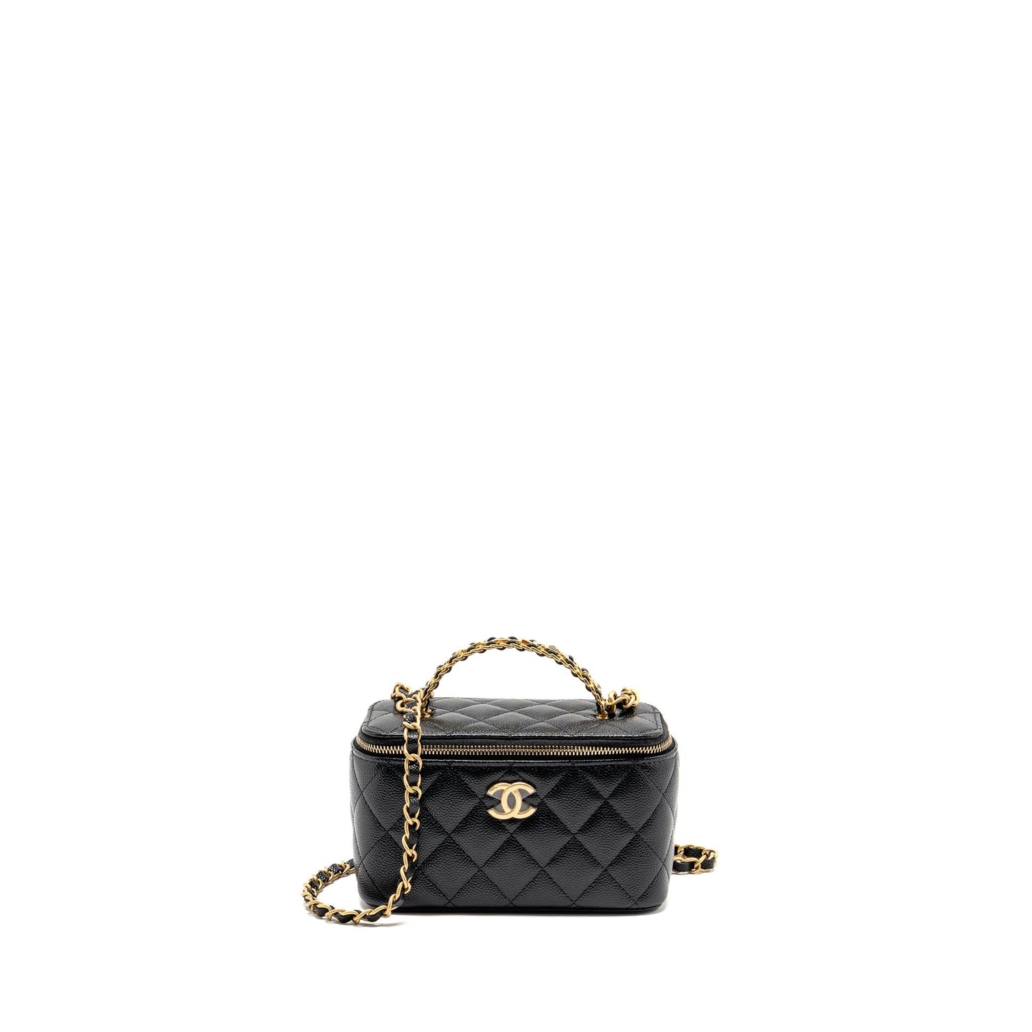 Chanel letter top handle long vanity caviar Black Handbag Black Ghw