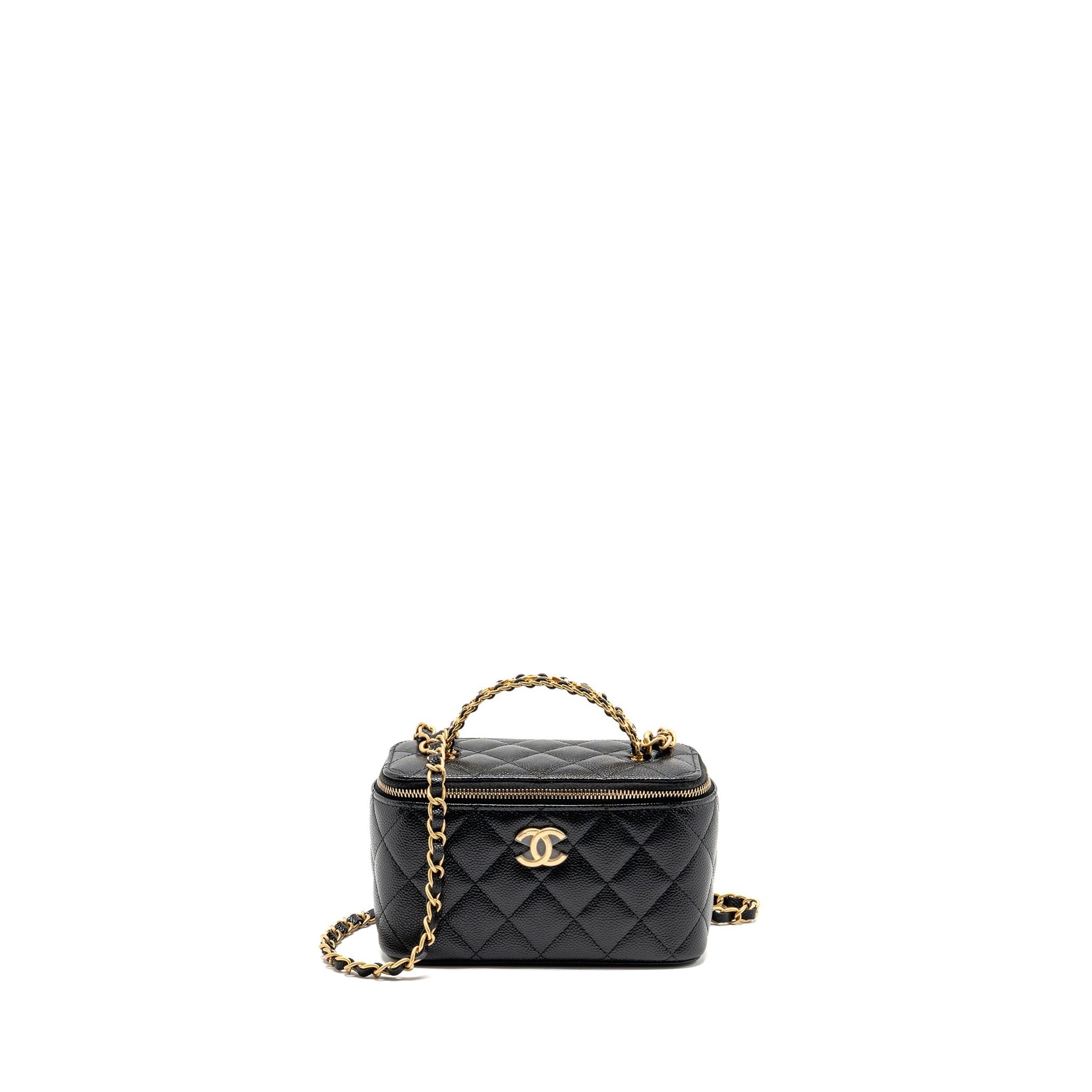 Chanel letter top handle long vanity caviar Black Handbag Black Ghw