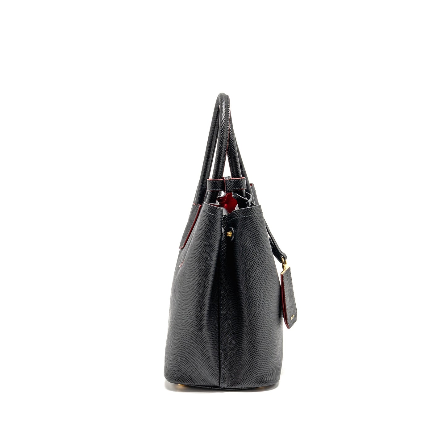 Prada Saffiano Cuir Tote Purse Fuoco Handbag Leather Black Tote Bag