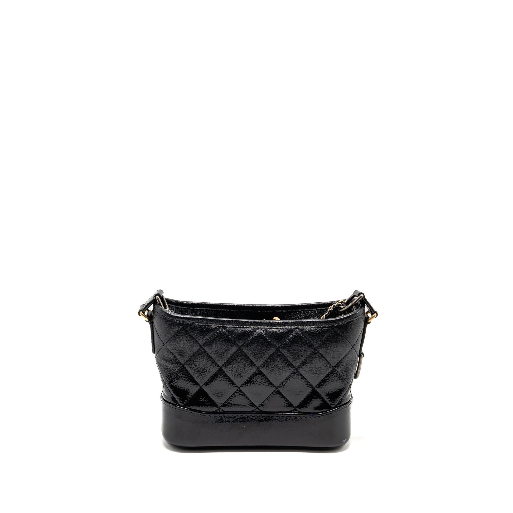 Chanel Gabrielle Hobo Goatskin Patent Hardware Multicolour Black Small Shoulder Bag