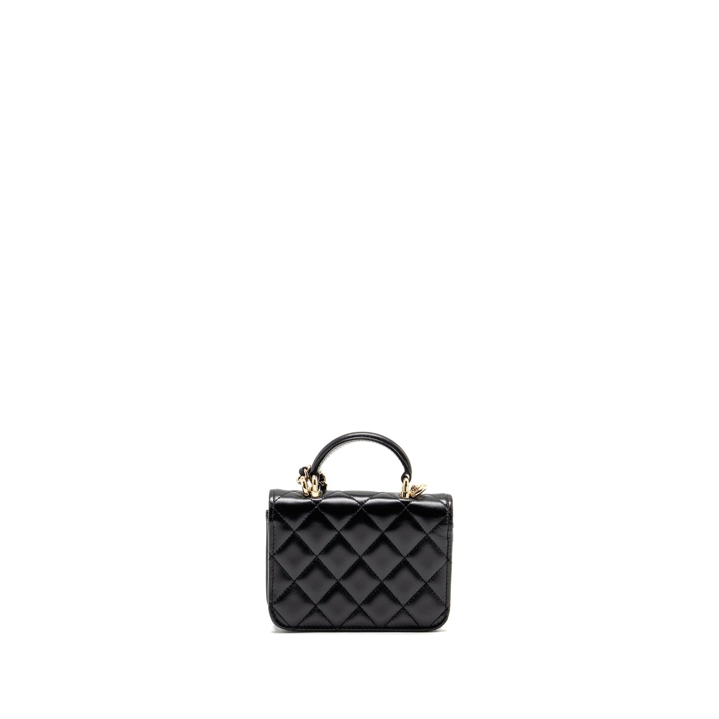 Chanel Top Handle Flap Lambskin LGHW Black Shoulder Bag 4