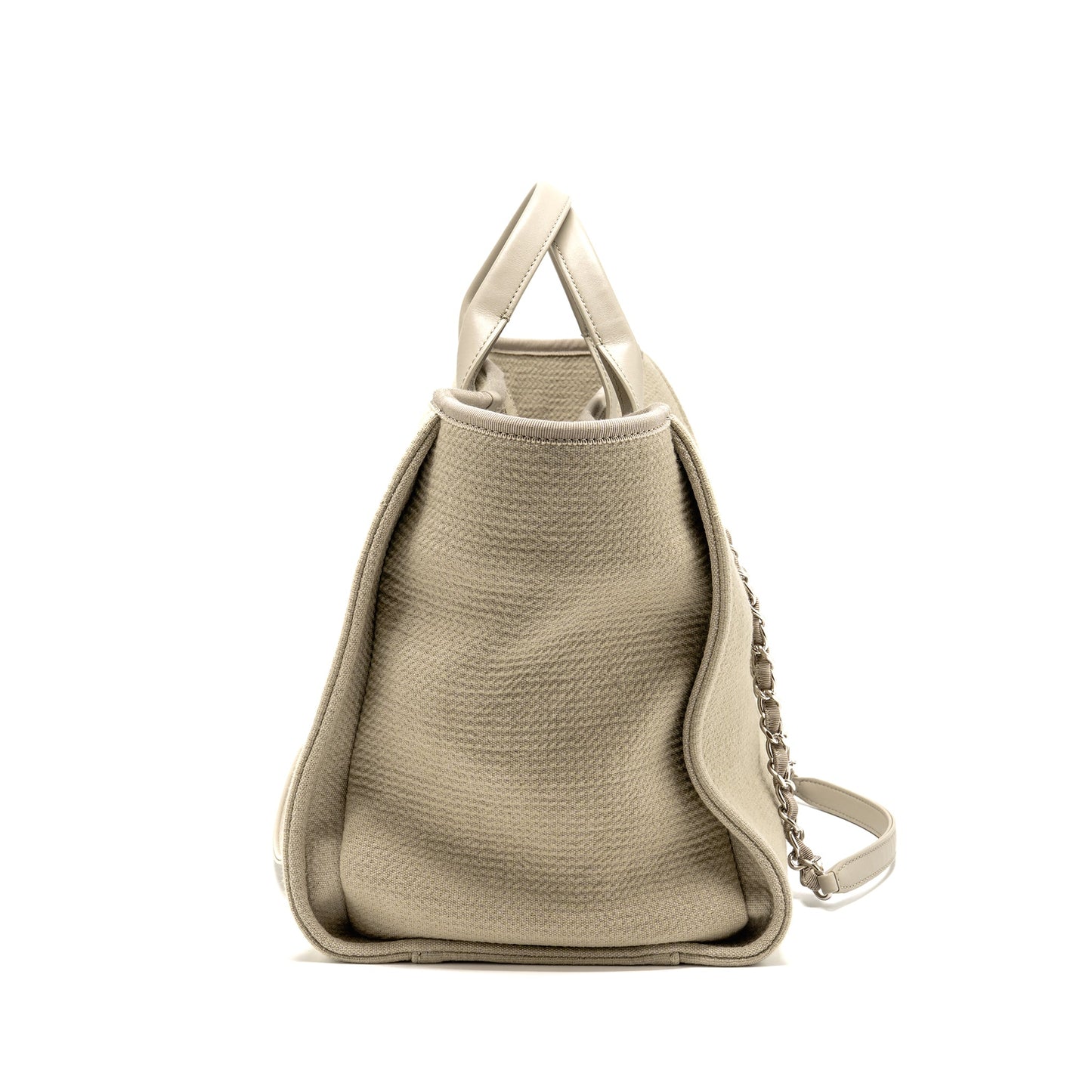 Chanel Deauville fabric light SHW microchip Grey Leather Tote Bag