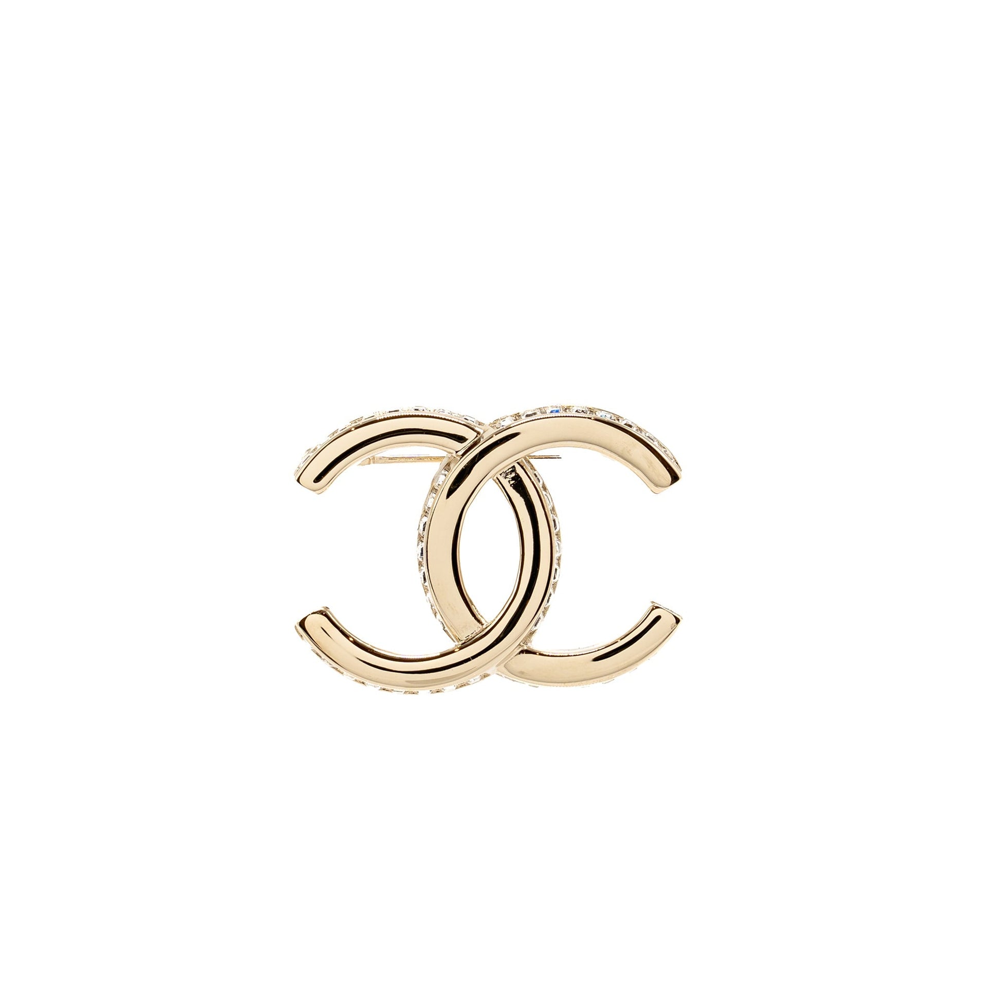 Chanel CC Brooch Crystal Tone Silver Handbag