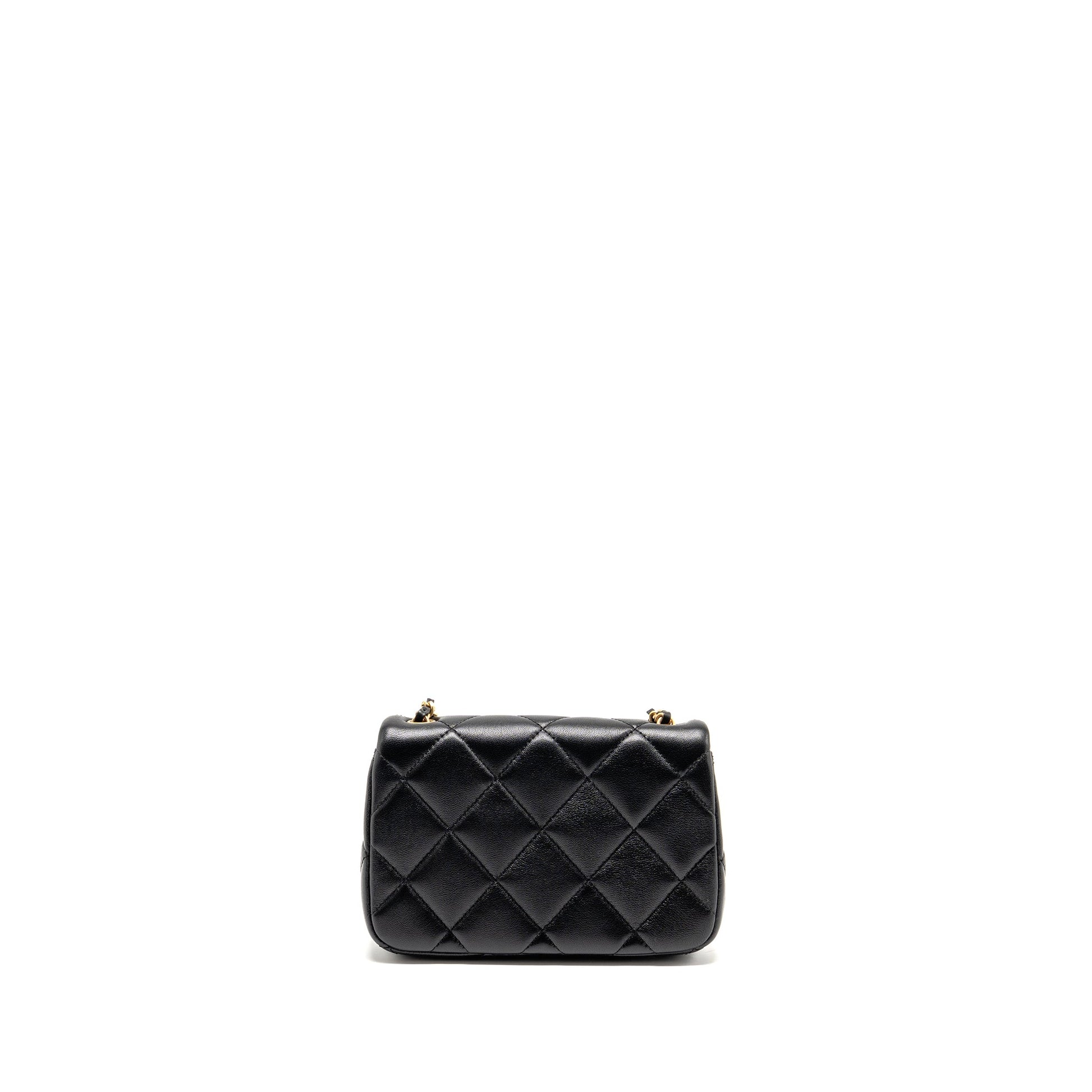 Chanel Pearl Crush square flap lambskin GHW Black Shoulder Bag 14