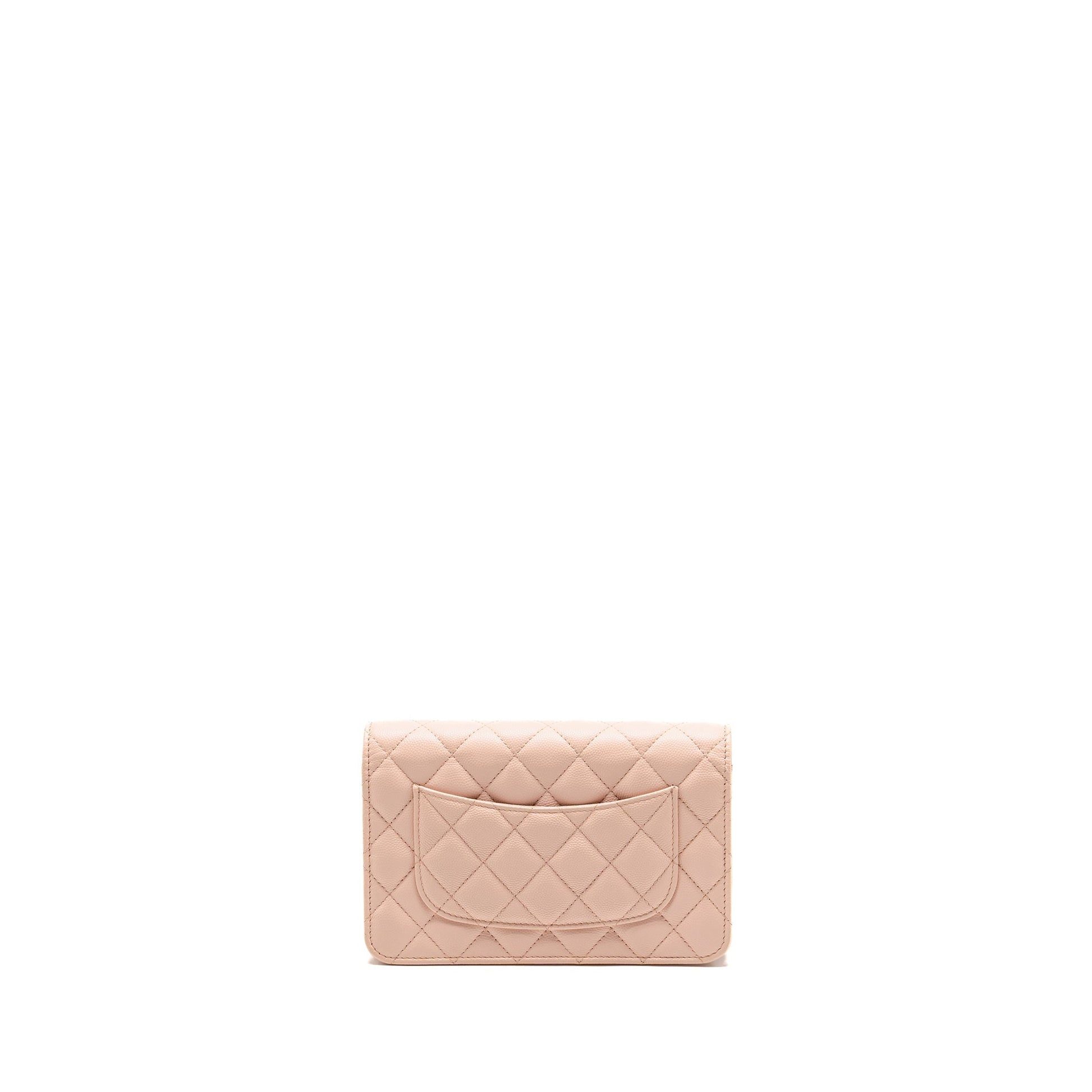 Chanel Camellia Turnlock On Caviar Light GHW Pink Wallet Case