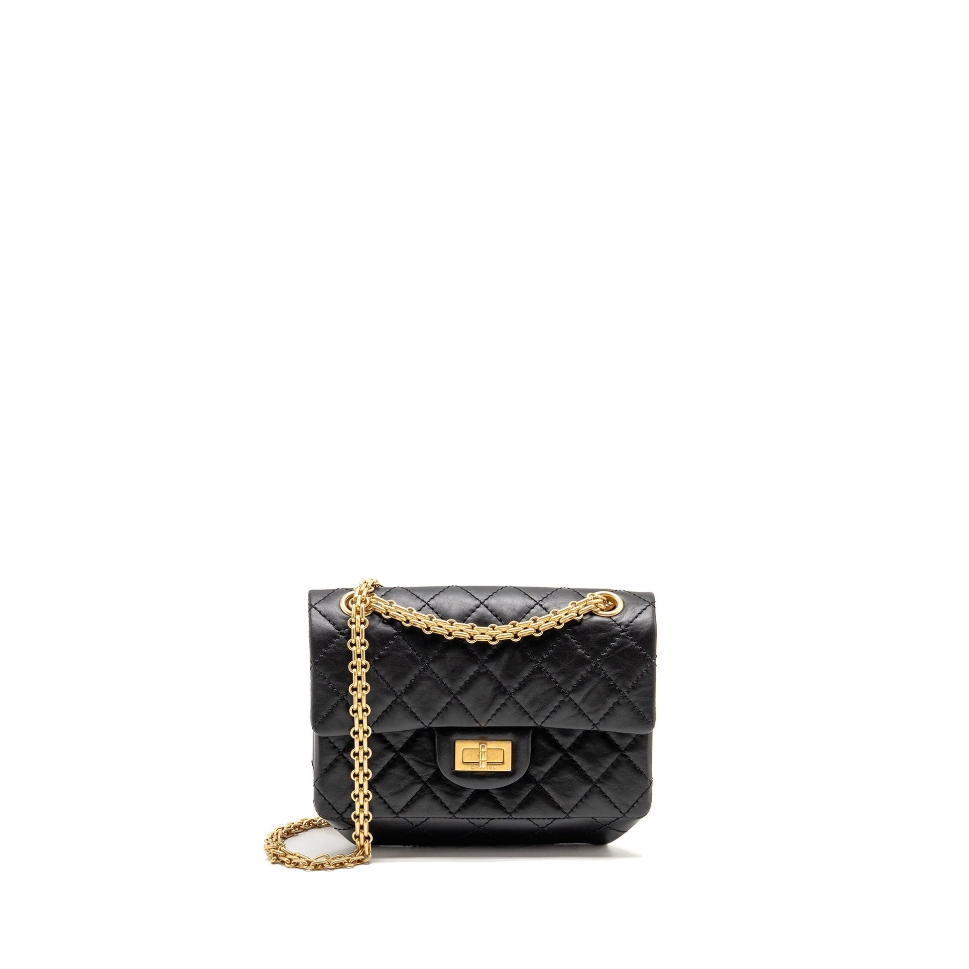 Chanel 2.55 Reissue Aged Calfskin GHW Microchip Black Mini Bag Black 1