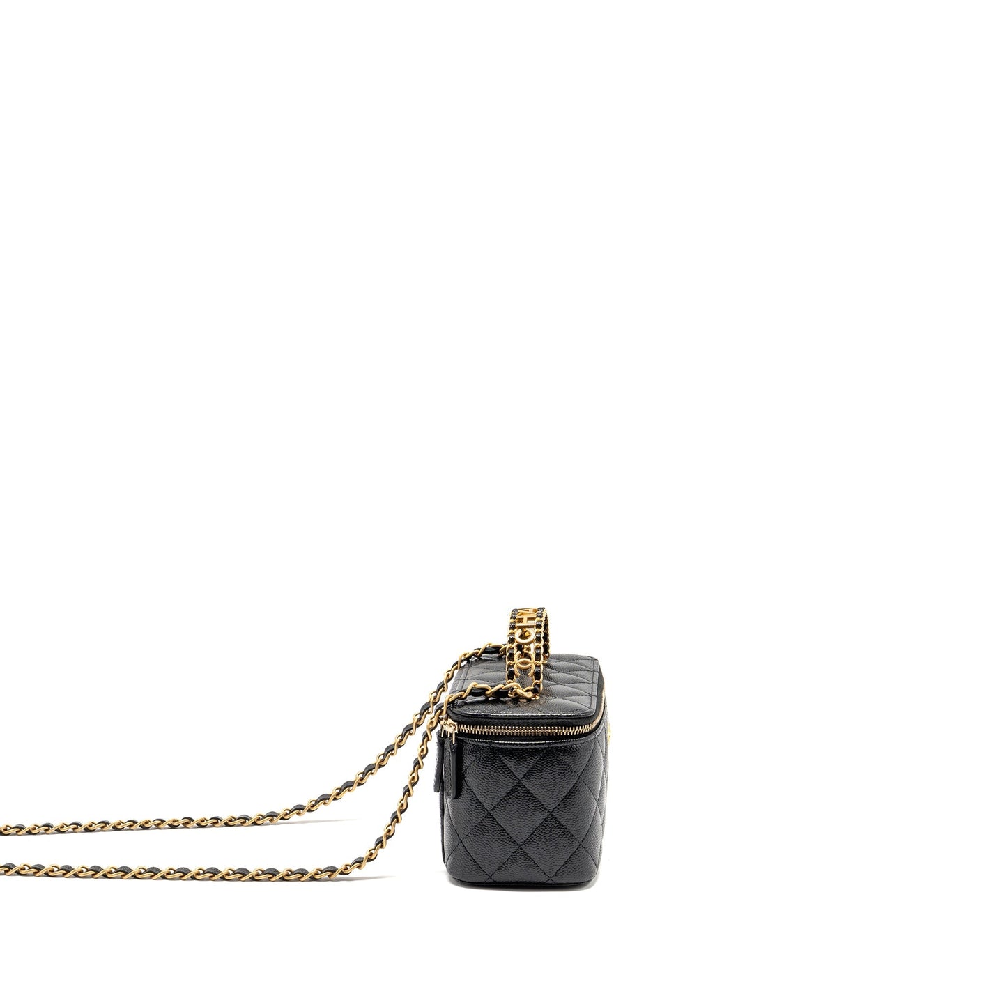 Chanel letter top handle long vanity caviar Black Handbag Black Ghw