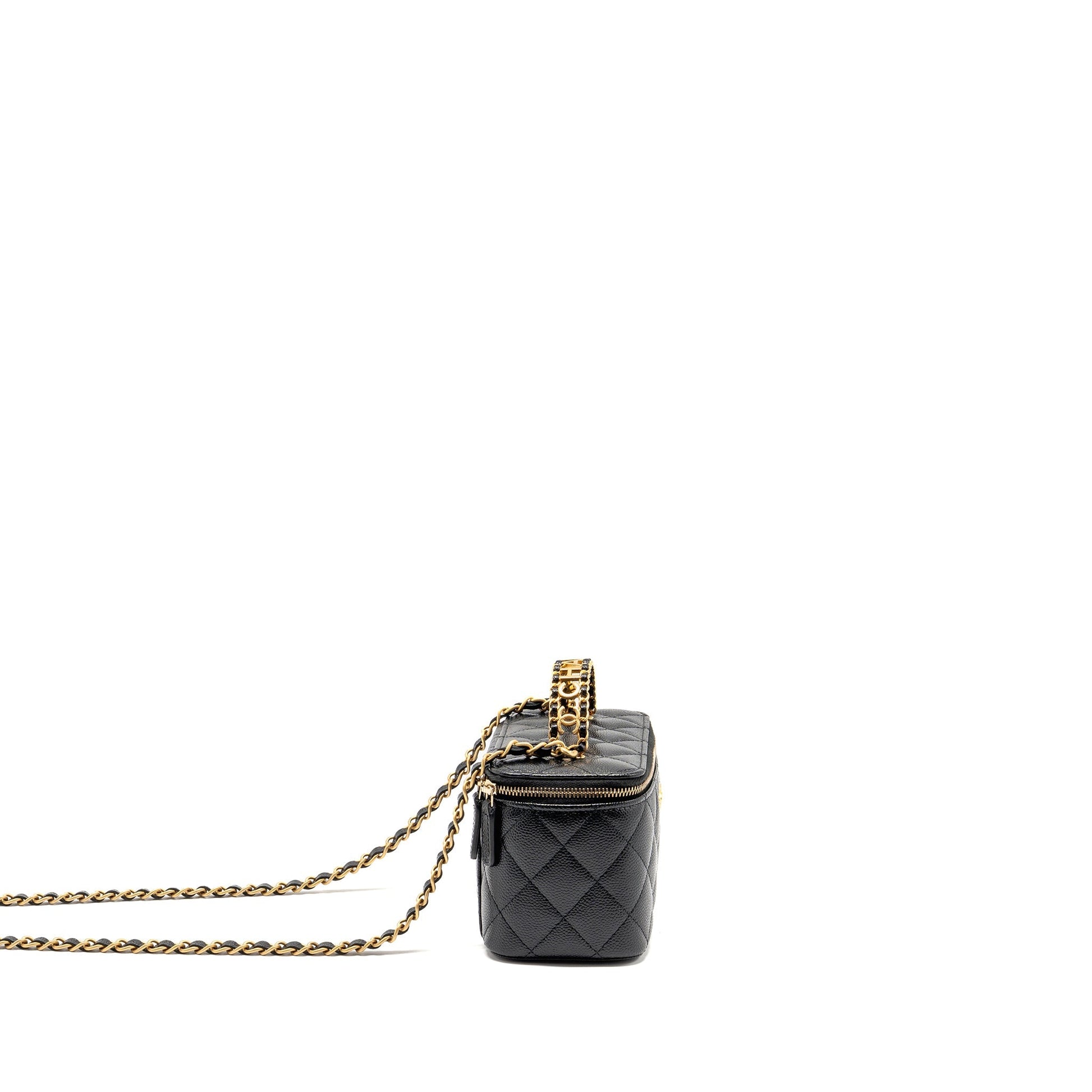 Chanel letter top handle long vanity caviar Black Handbag Black Ghw