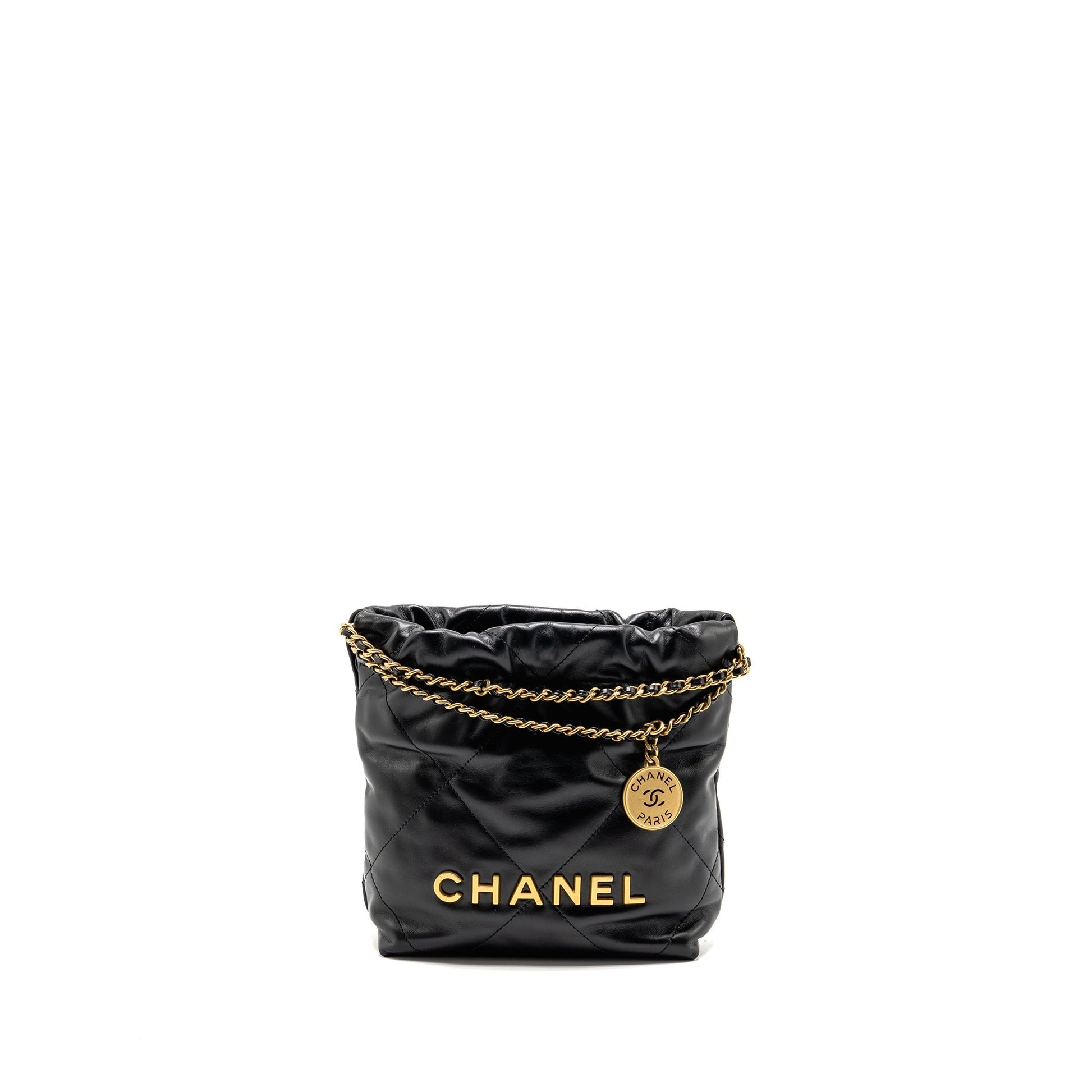 Chanel 22 Calfskin GHW microchip Black Mini Bag Ghw Microchip