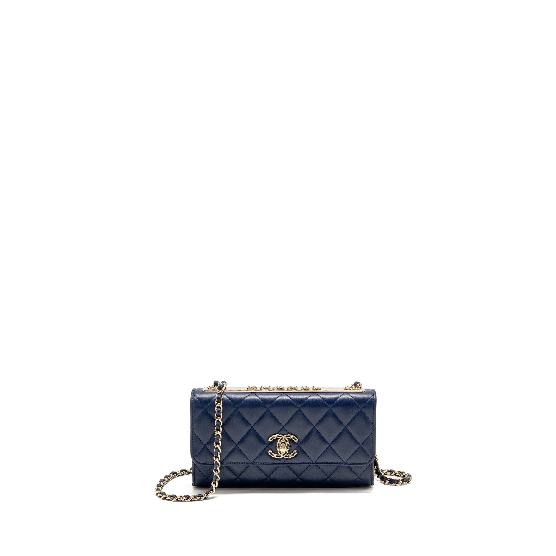 Chanel Trendy CC On Lambskin LGHW microchip Blue Wallet Case