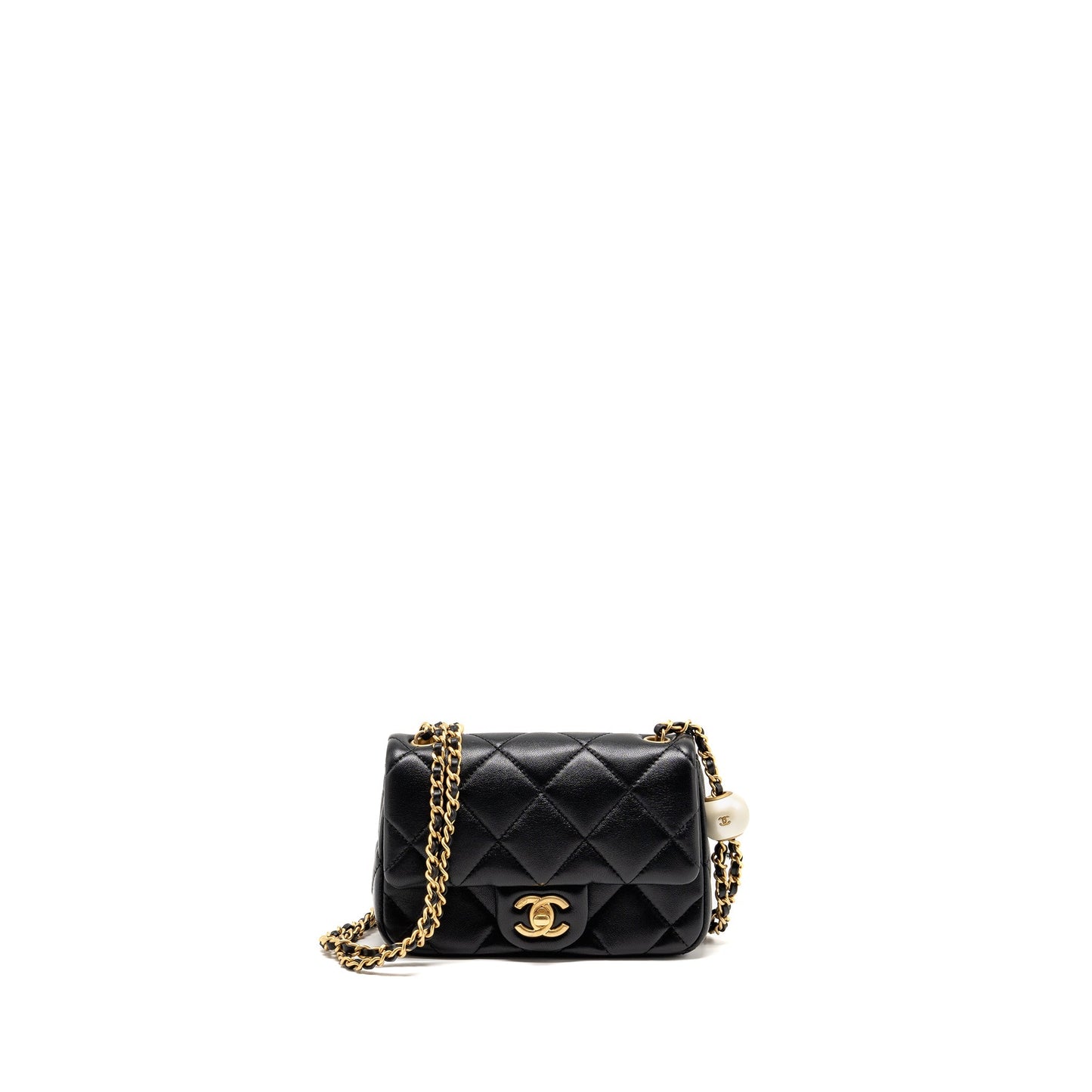 Chanel Pearl Crush square flap lambskin GHW Black Shoulder Bag 14