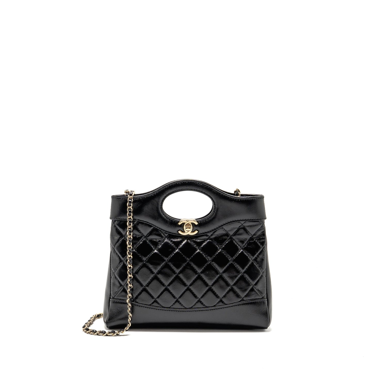 Chanel 31 Shiny Lambskin LGHW Microchip Black Mini Bag Lghw Microchip