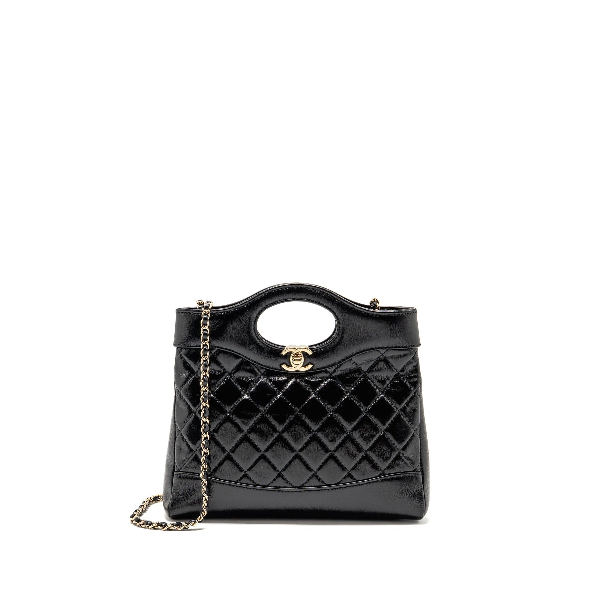 Chanel 31 Shiny Lambskin LGHW Microchip Black Mini Bag Lghw Microchip