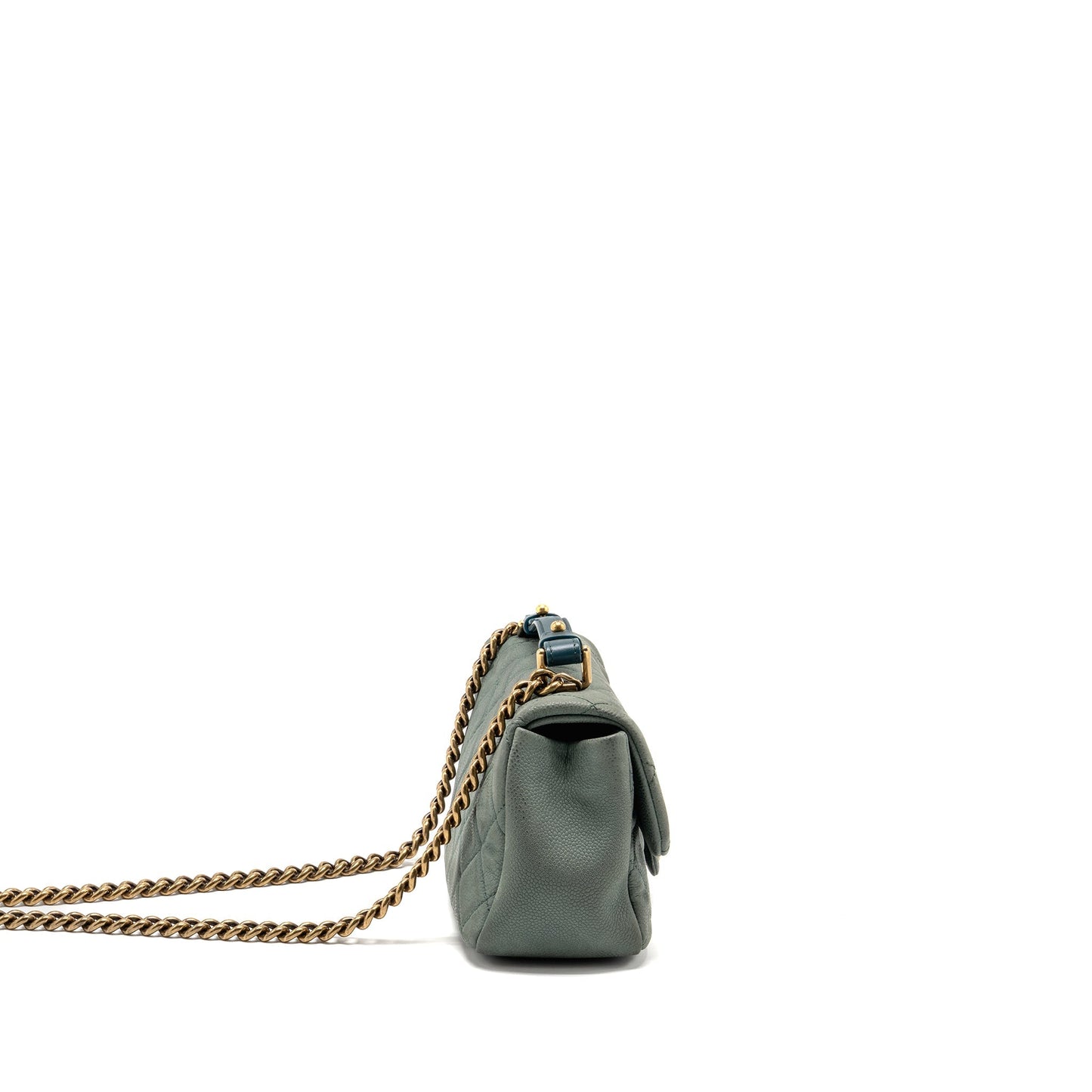 Chanel Top Handle Flap Caviar Dark GHW Green Shoulder Bag
