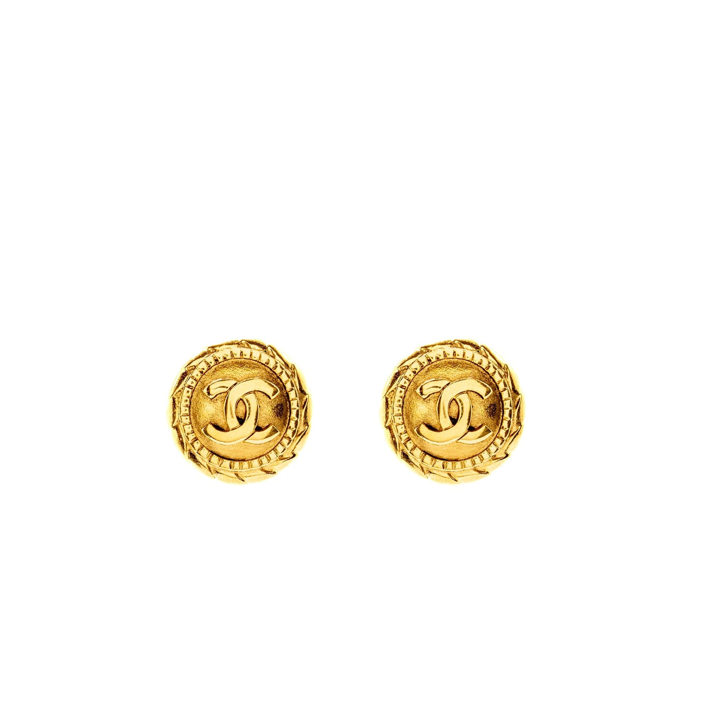 Chanel Round CC Logo Ear Clips Plated Gold Handbag