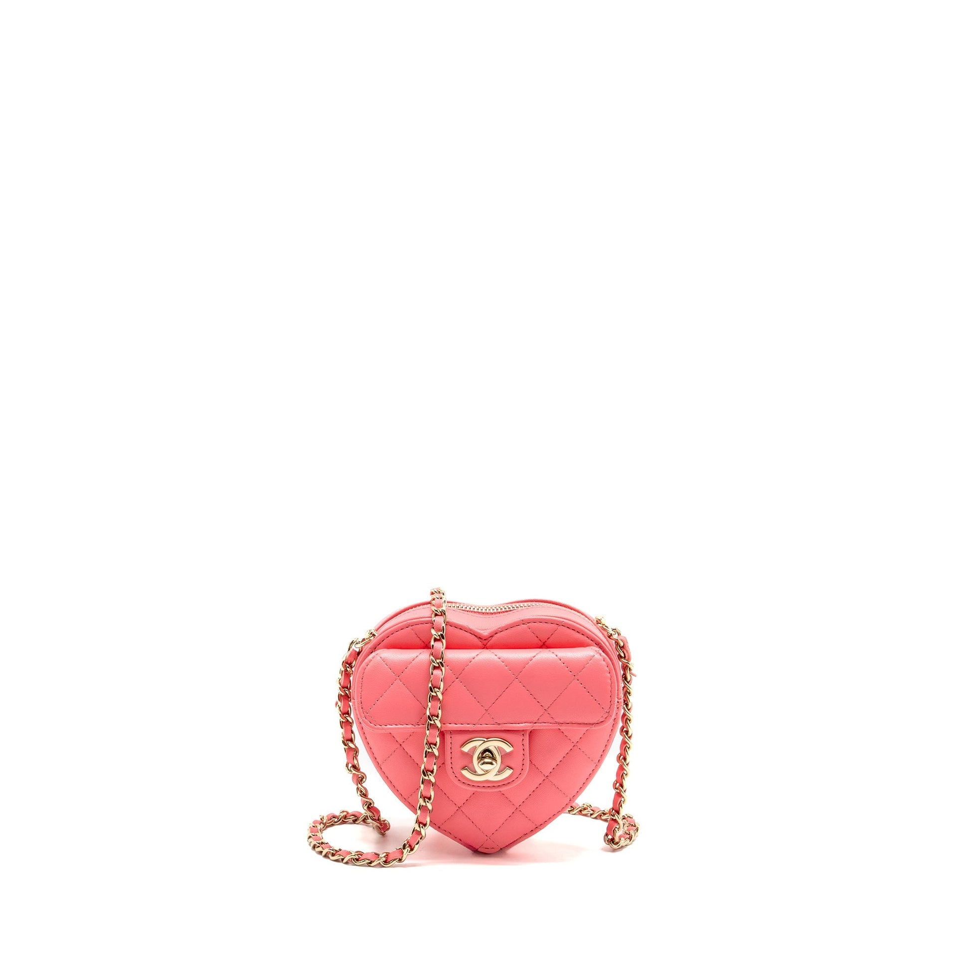Chanel heart Lambskin LGHW Pink Small Handbag