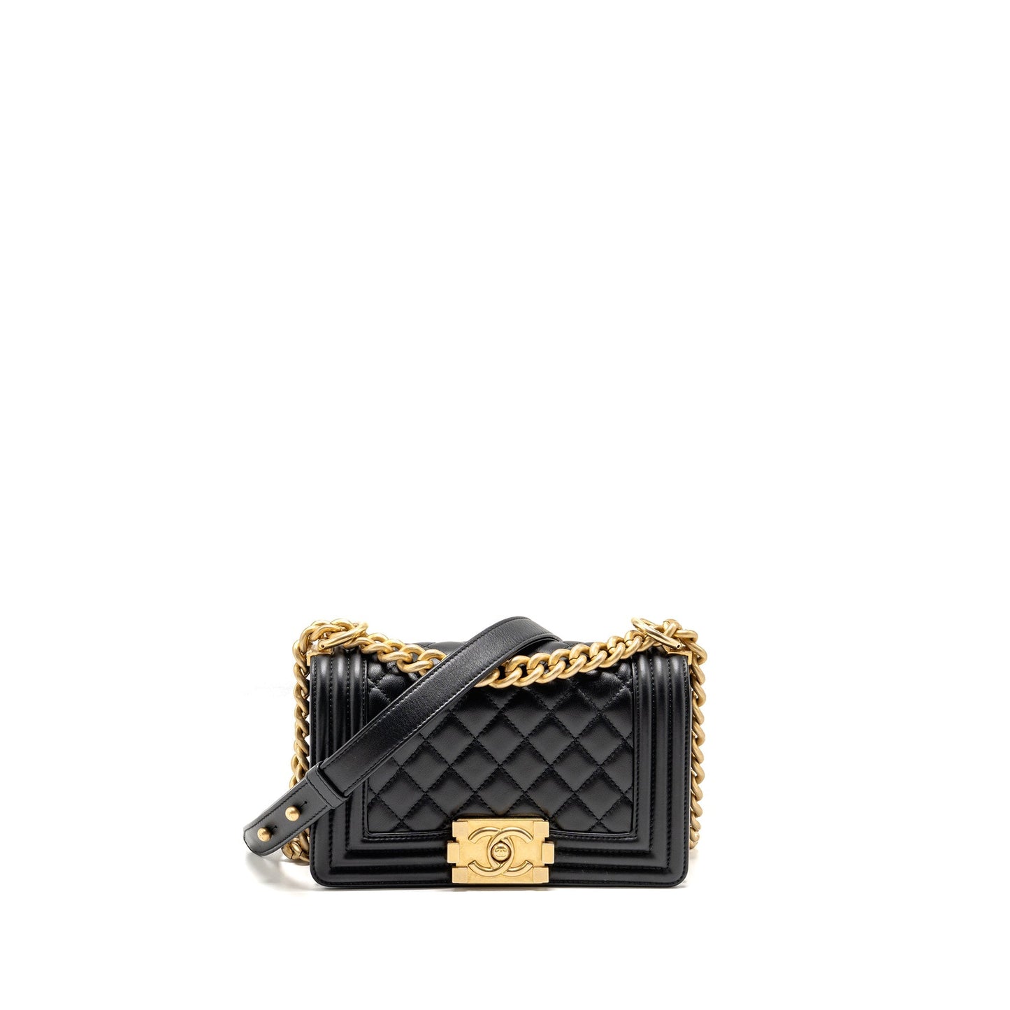 Chanel Boy Calfskin GHW microchip Black Small Handbag Black Ghwmicrochip