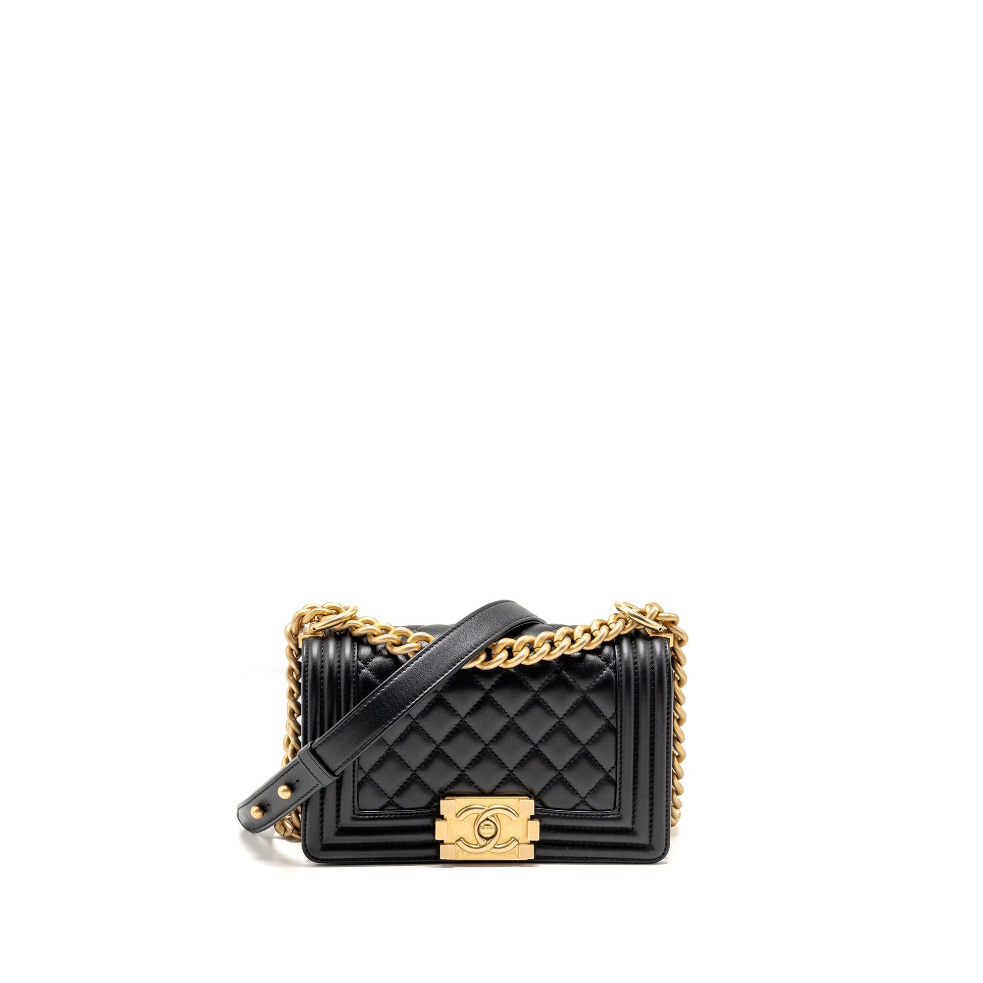 Chanel Boy Calfskin GHW microchip Black Small Handbag Black Ghwmicrochip