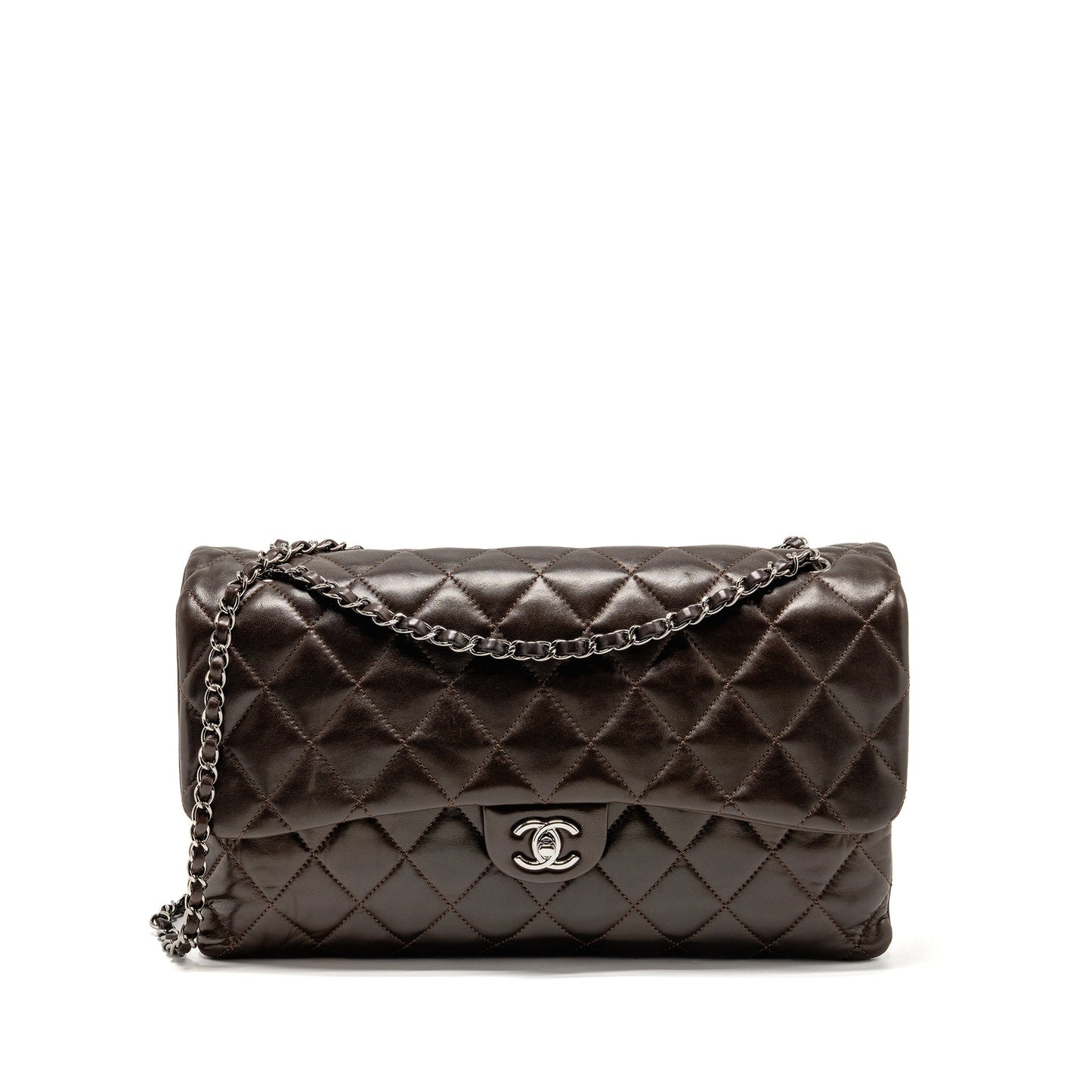 Chanel Quilted Flap Lambskin Dark SHW Brown Shoulder Bag