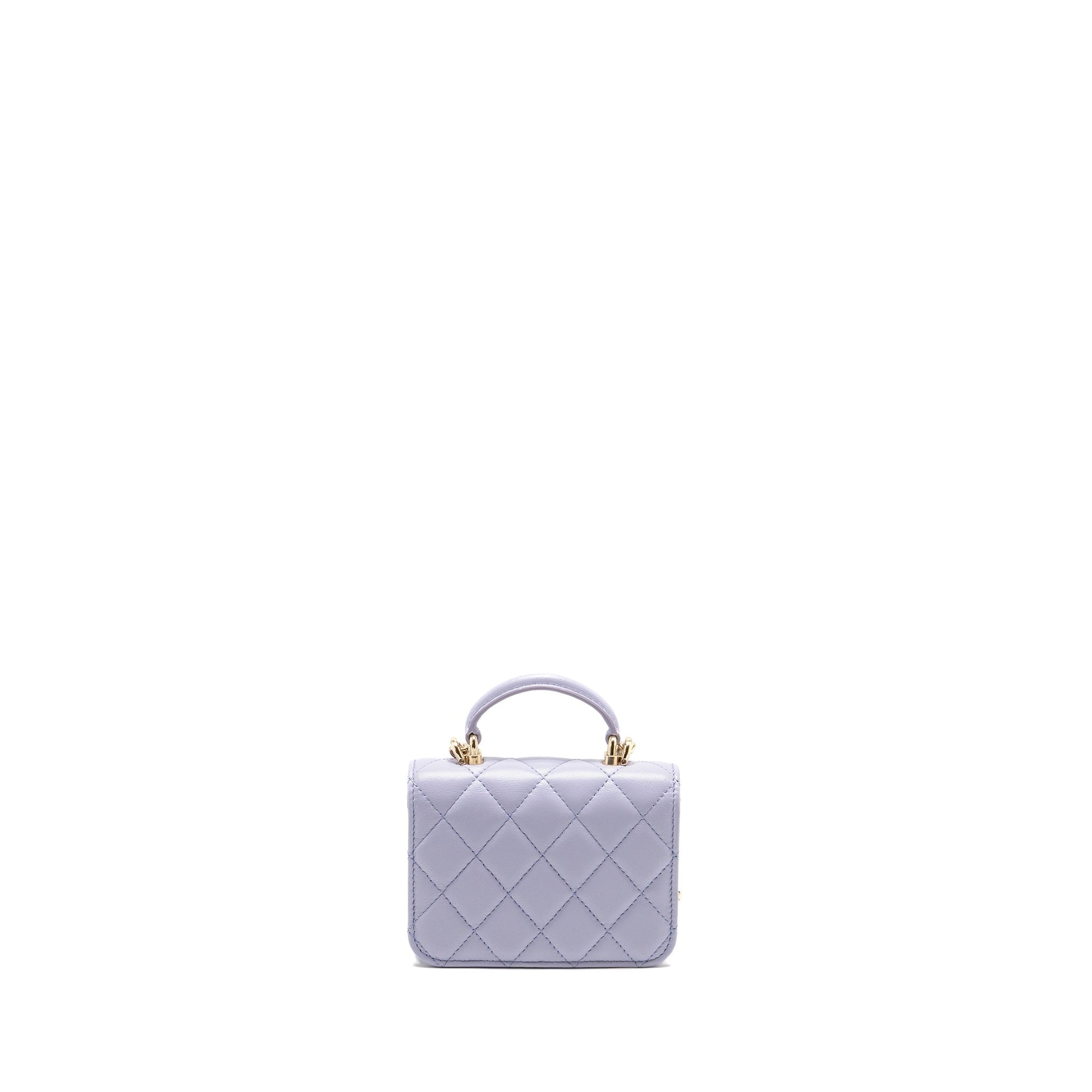 Chanel Top Handle Flap Lambskin Light Purple Shoulder Bag