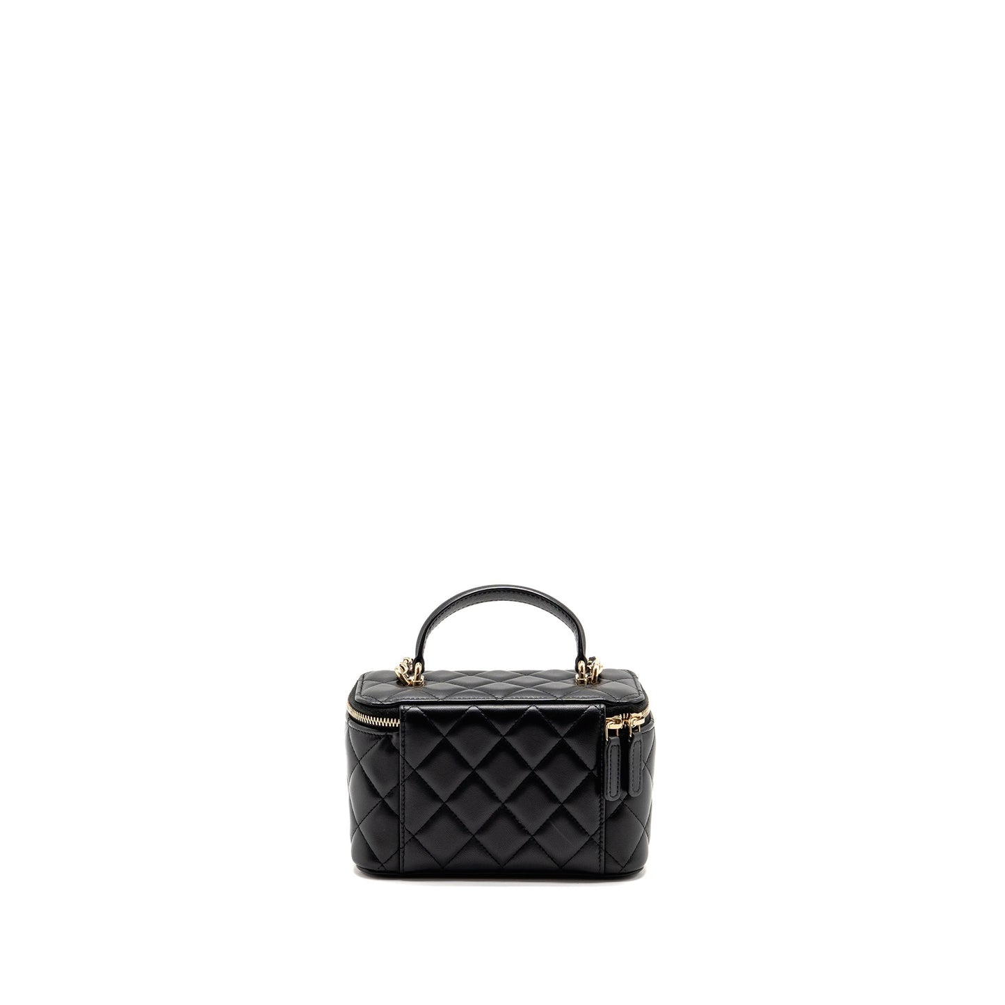 Chanel Top Handle Long Vanity Lambskin LGHW Black Handbag 9