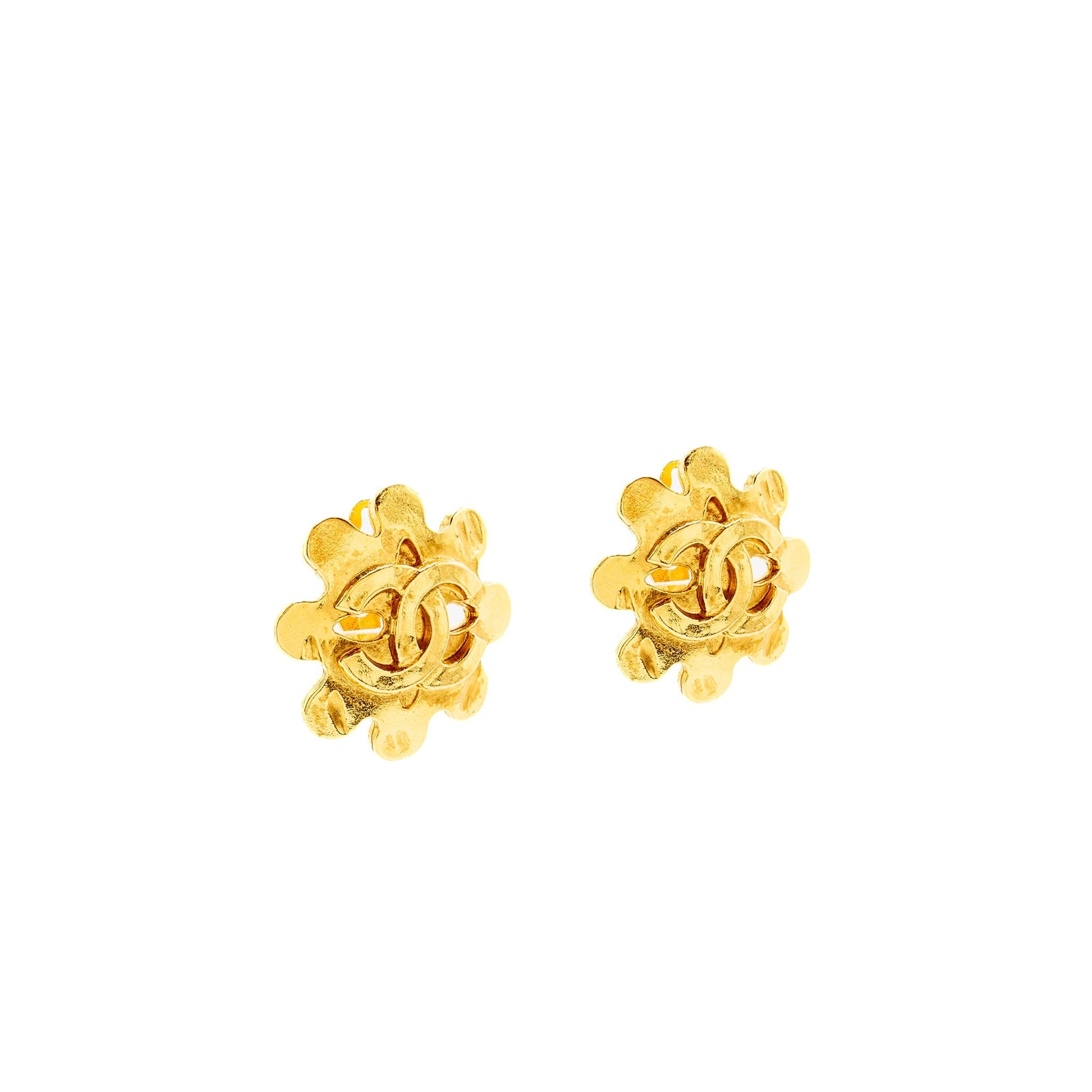 Chanel Filigree Camellia Brooch Flower CC Logo Gold Handbag
