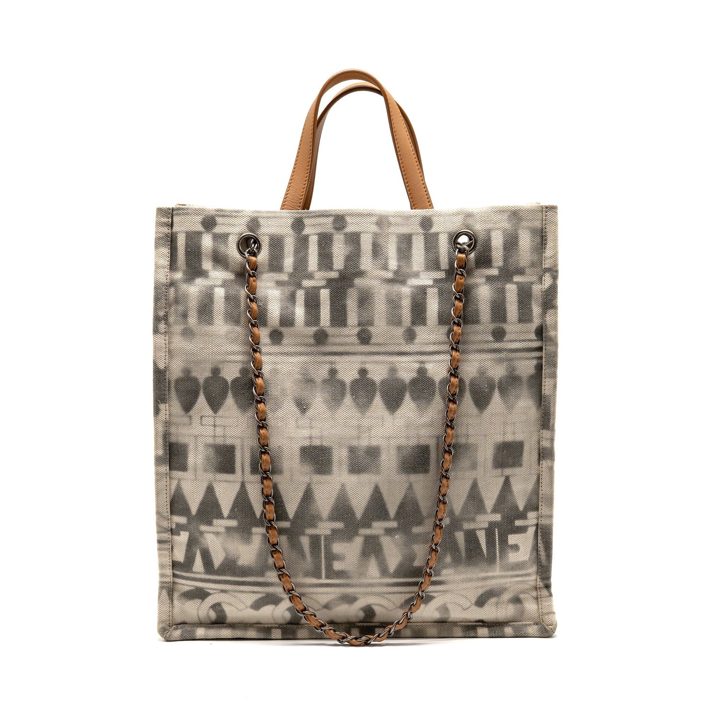 Chanel Iliad Shopping printed Multicoloured SHW Canvas Leather Tote Bag