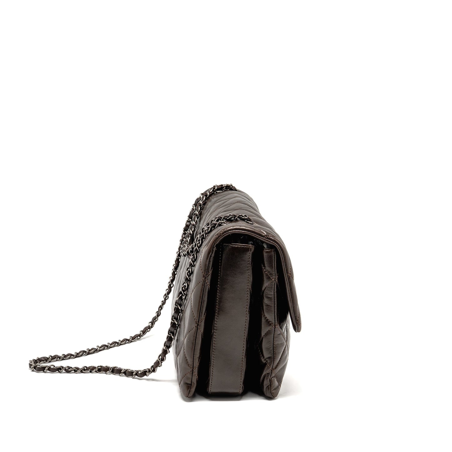 Chanel Quilted Flap Lambskin Dark SHW Brown Shoulder Bag
