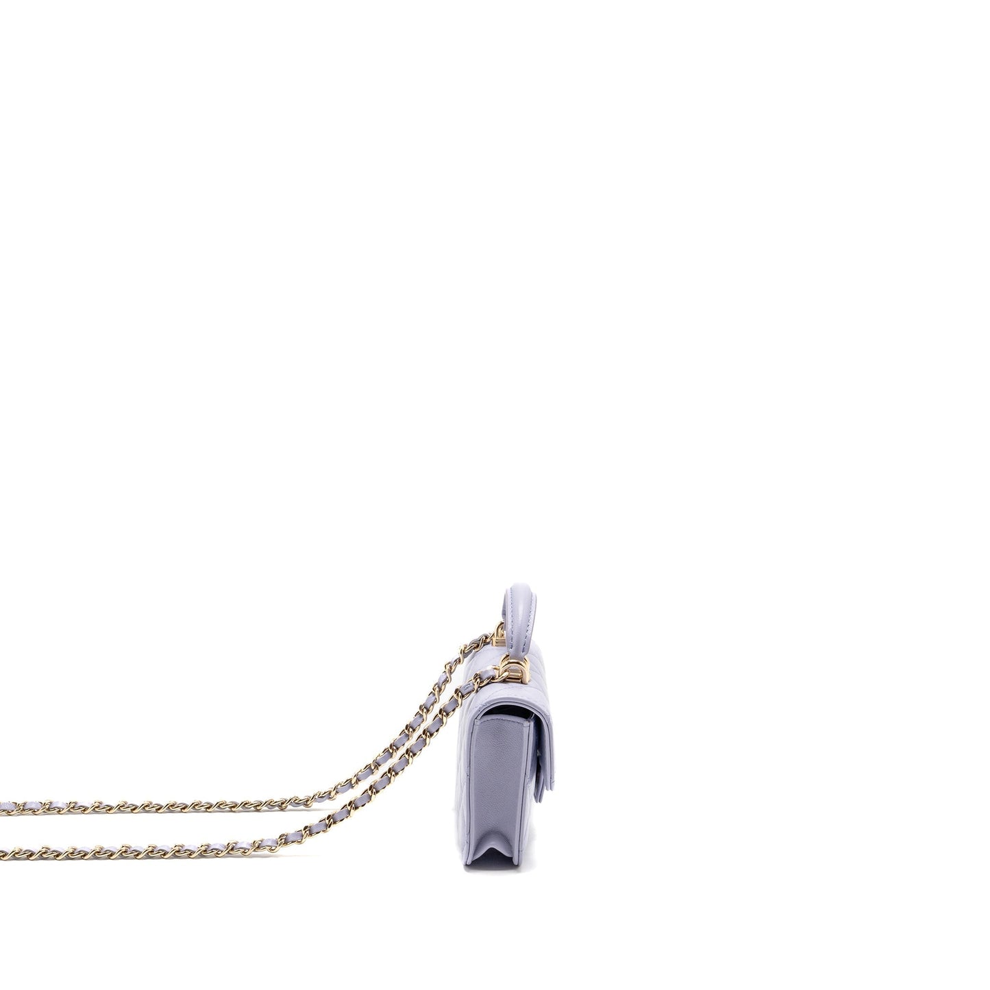 Chanel Top Handle Flap Lambskin Light Purple Shoulder Bag