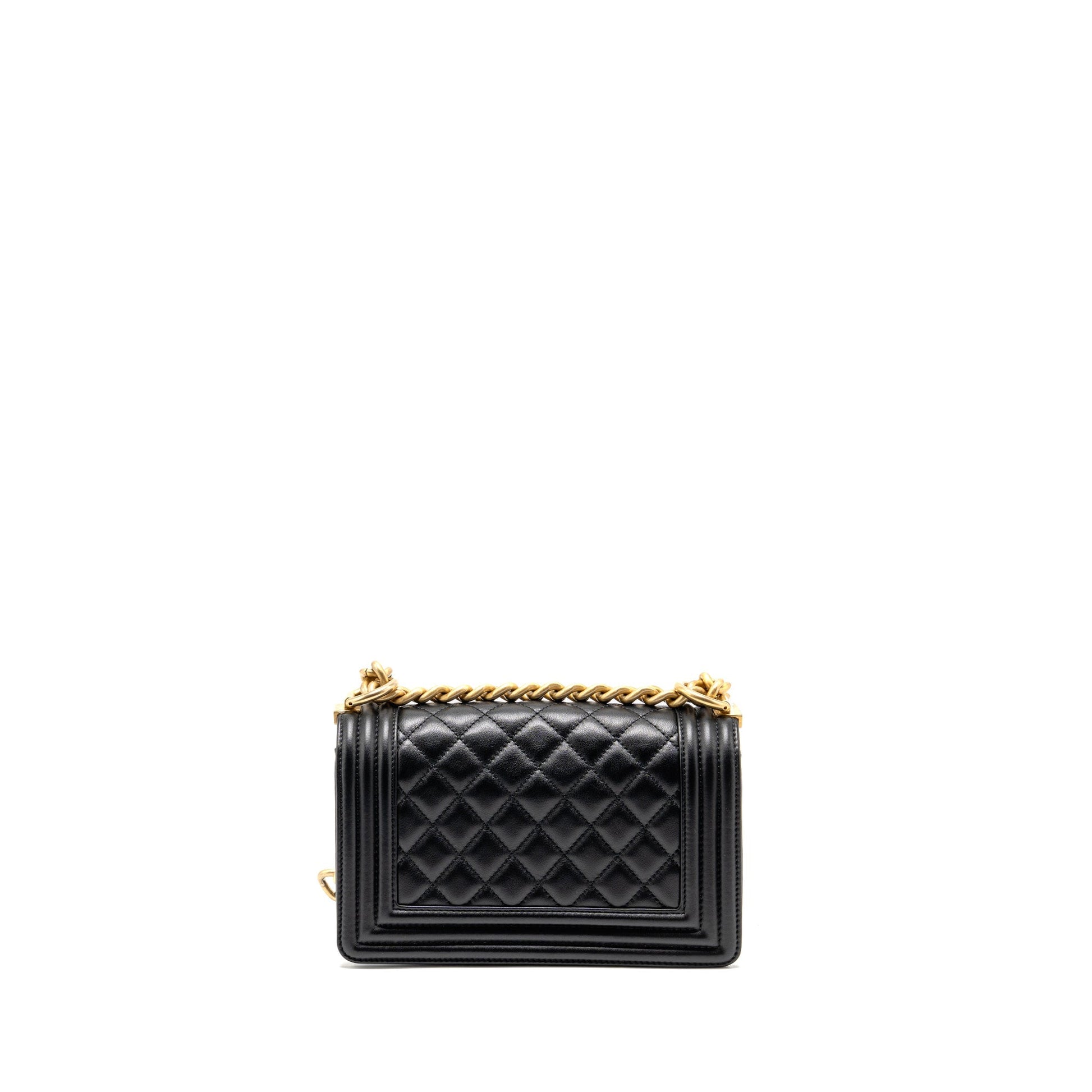 Chanel Boy Calfskin GHW microchip Black Small Handbag Black Ghwmicrochip
