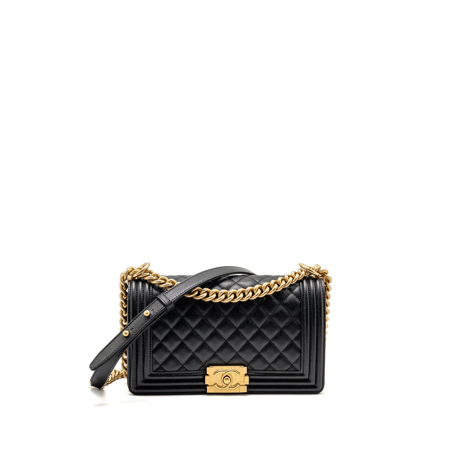Chanel Classic Boy Caviar GHW Black Handbag Ghw 2