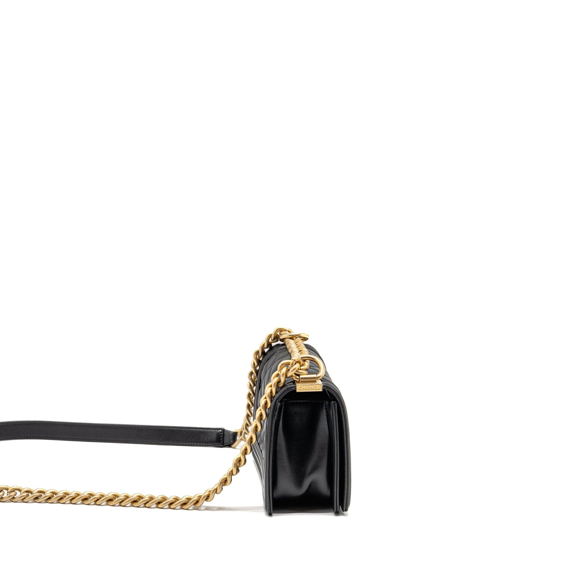 Chanel Boy Calfskin GHW microchip Black Small Handbag Black Ghwmicrochip