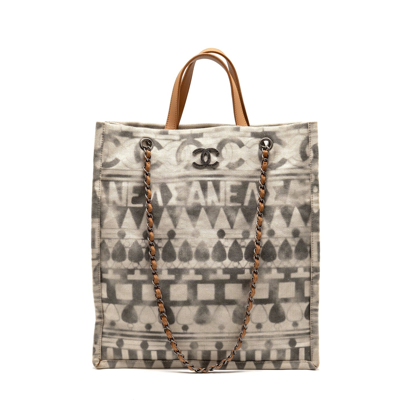 Chanel Iliad Shopping printed Multicoloured SHW Canvas Leather Tote Bag