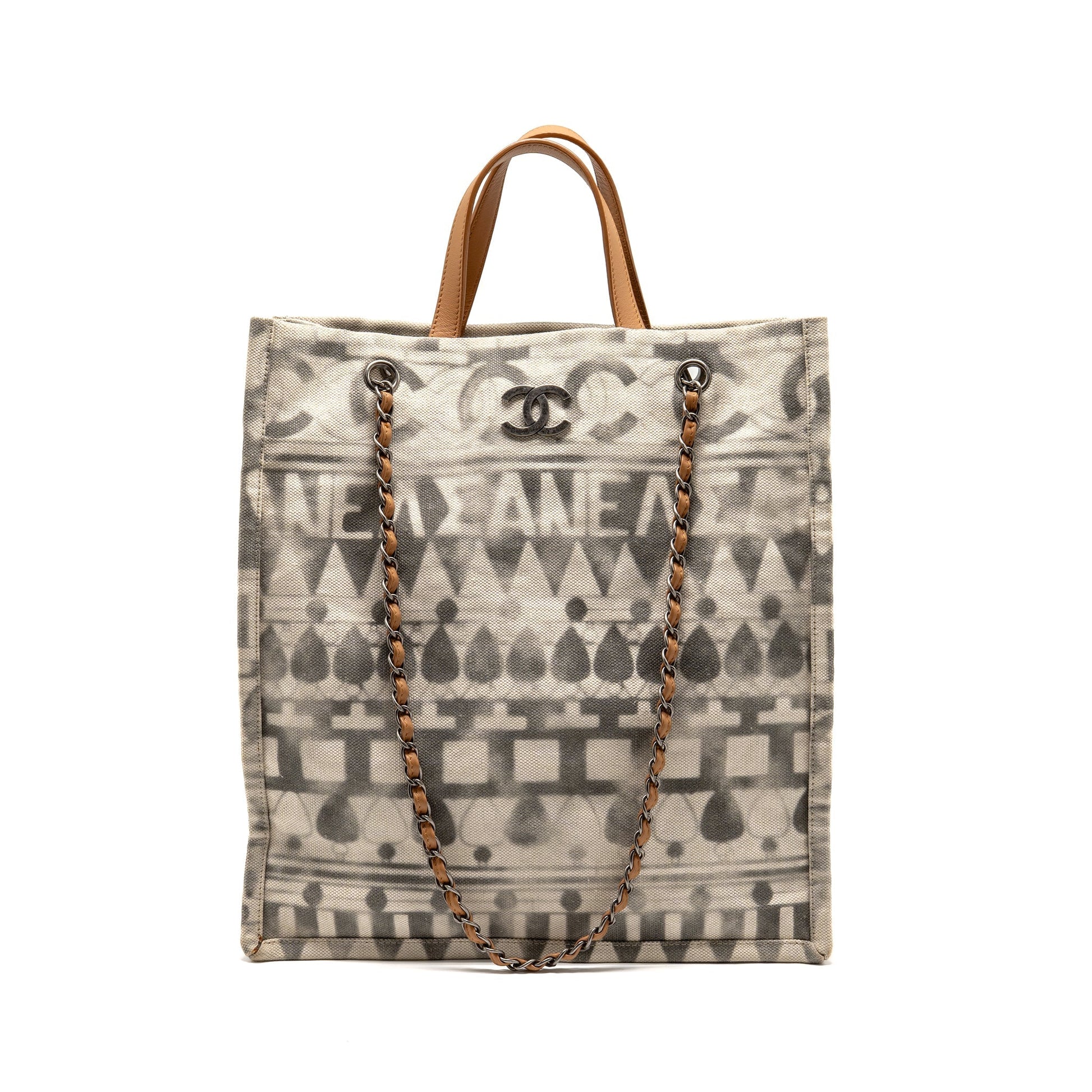 Chanel Iliad Shopping printed Multicoloured SHW Canvas Leather Tote Bag