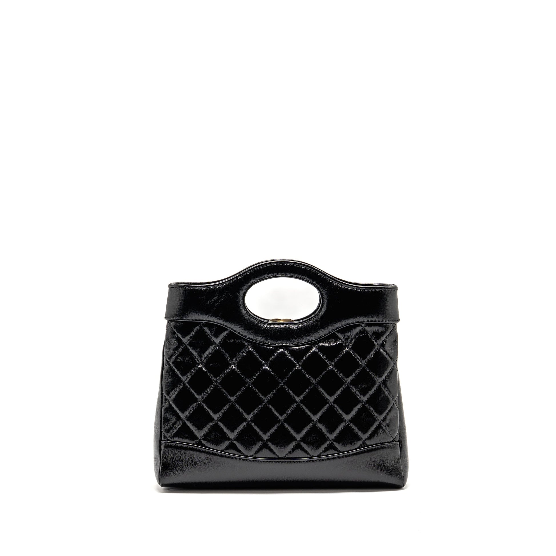 Chanel 31 Shiny Lambskin LGHW Microchip Black Mini Bag Lghw Microchip