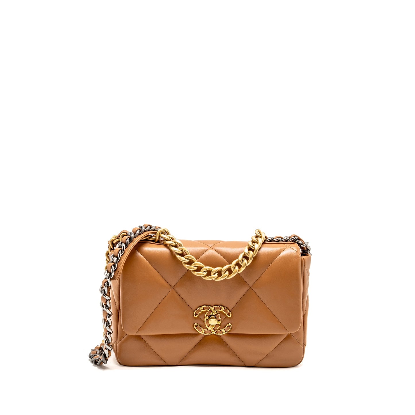 Chanel 19 Lambskin Caramel Multicoloured Hardware Microchip Small Handbag