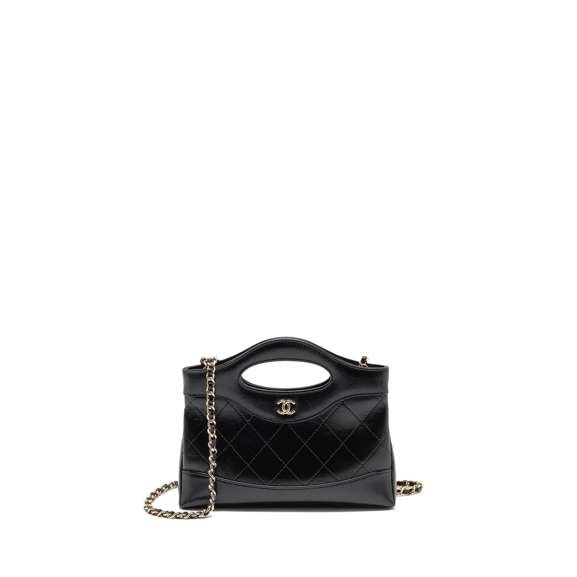 Chanel 24C 31 Shiny Calfskin LGHW Microchip Black Clutch Bag Microchip 2
