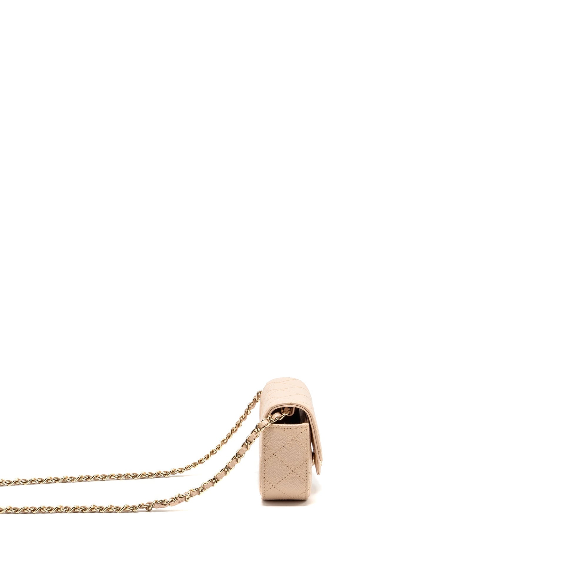 Chanel Caviar LGHW Beige Clutch Bag