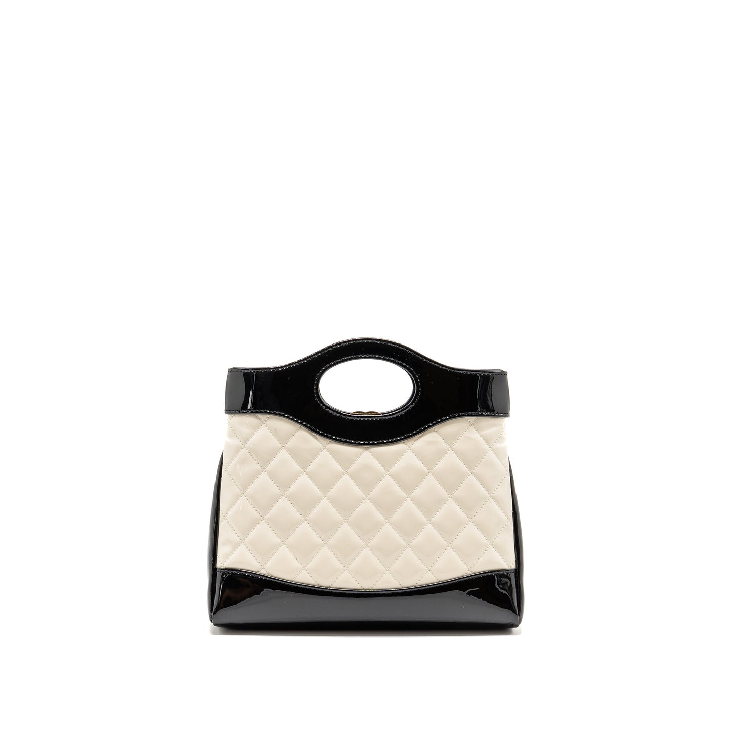Chanel 31 Patent LGHW Microchip Black White Mini Bag