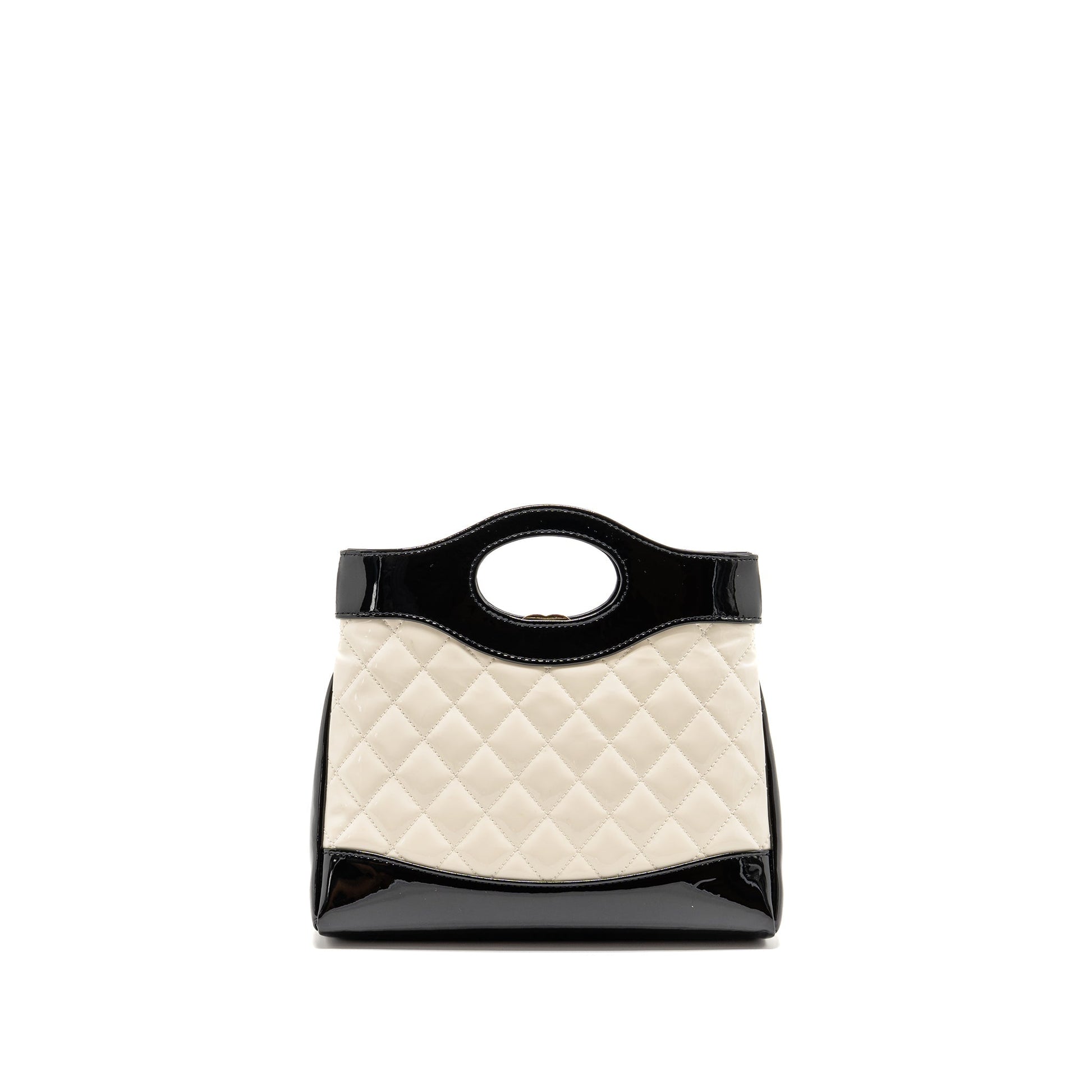 Chanel 31 Patent LGHW Microchip Black White Mini Bag